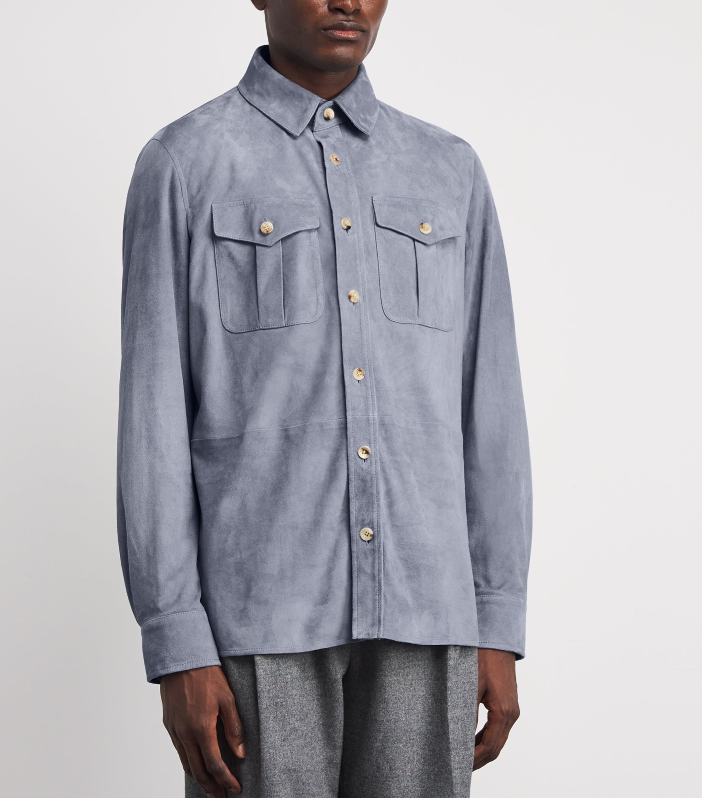 Suede Barron Overshirt BLUE Image 3