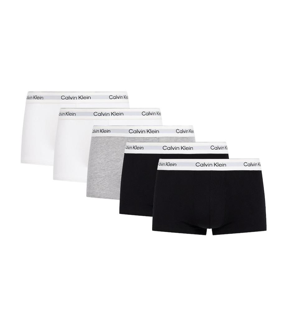 Calvin Klein Mens Stretch-Cotton Icon Trunks (Pack of 5) Black W/white W Image 1