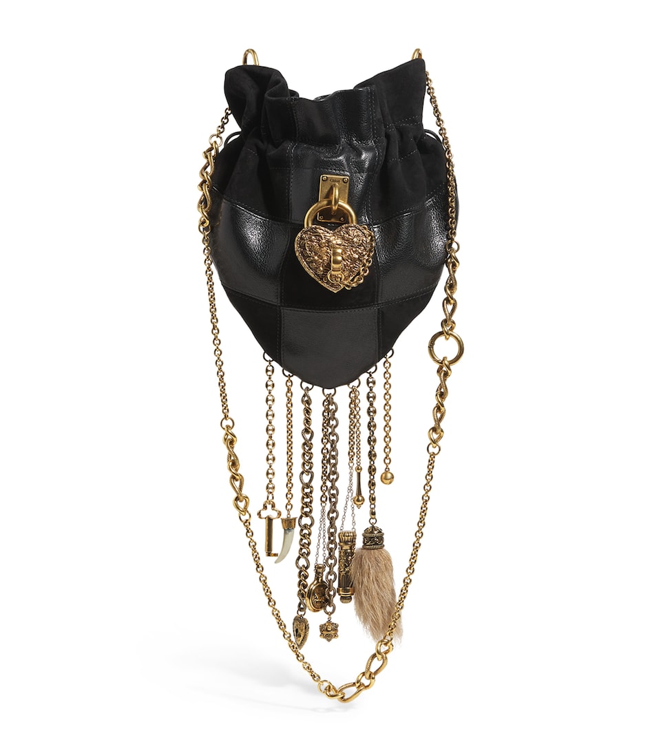 Patchwork-Leather Charms Cross-Body Bag