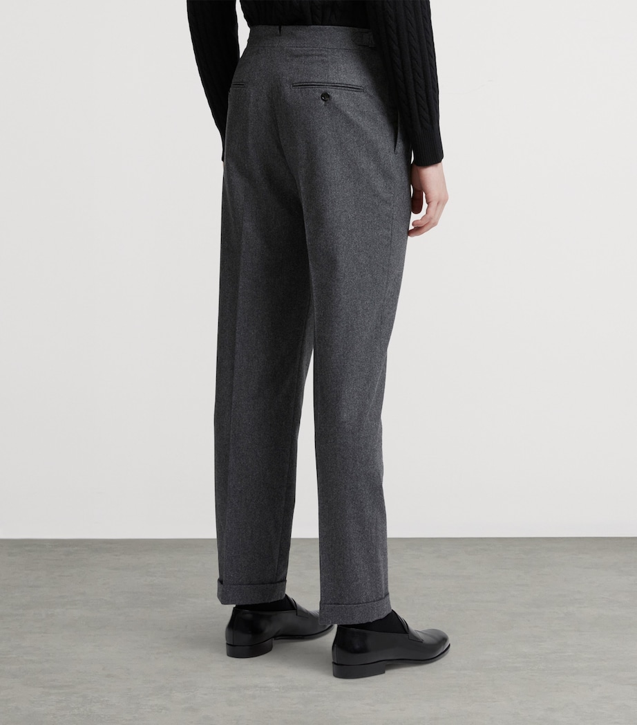 Wool-Cashmere Flannel Pleated Trousers 035MID GREY MELANGE Image 4