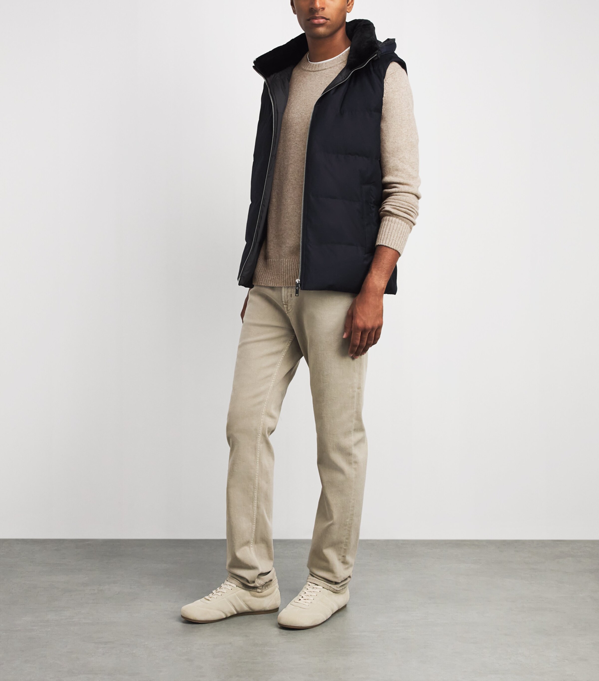 Yves Salomon Mens Wool-Cashmere Crew-Neck Sweater Sandstorm Image 2