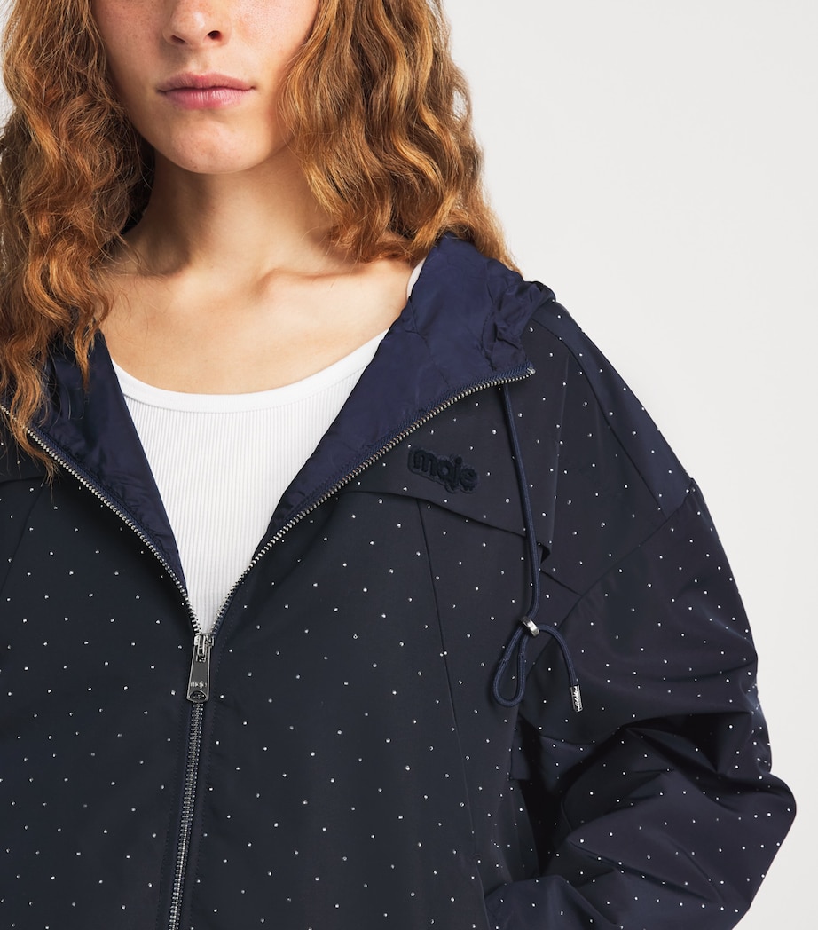 Maje Womens Rhinestone-Embellished Jacket Navy Image 3