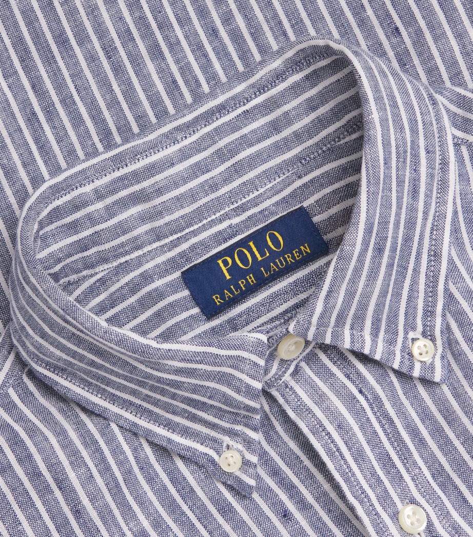 Polo Ralph Lauren Mens Linen Custom-Fit Stripe Shirt Clssc Nvy Whte Image 6