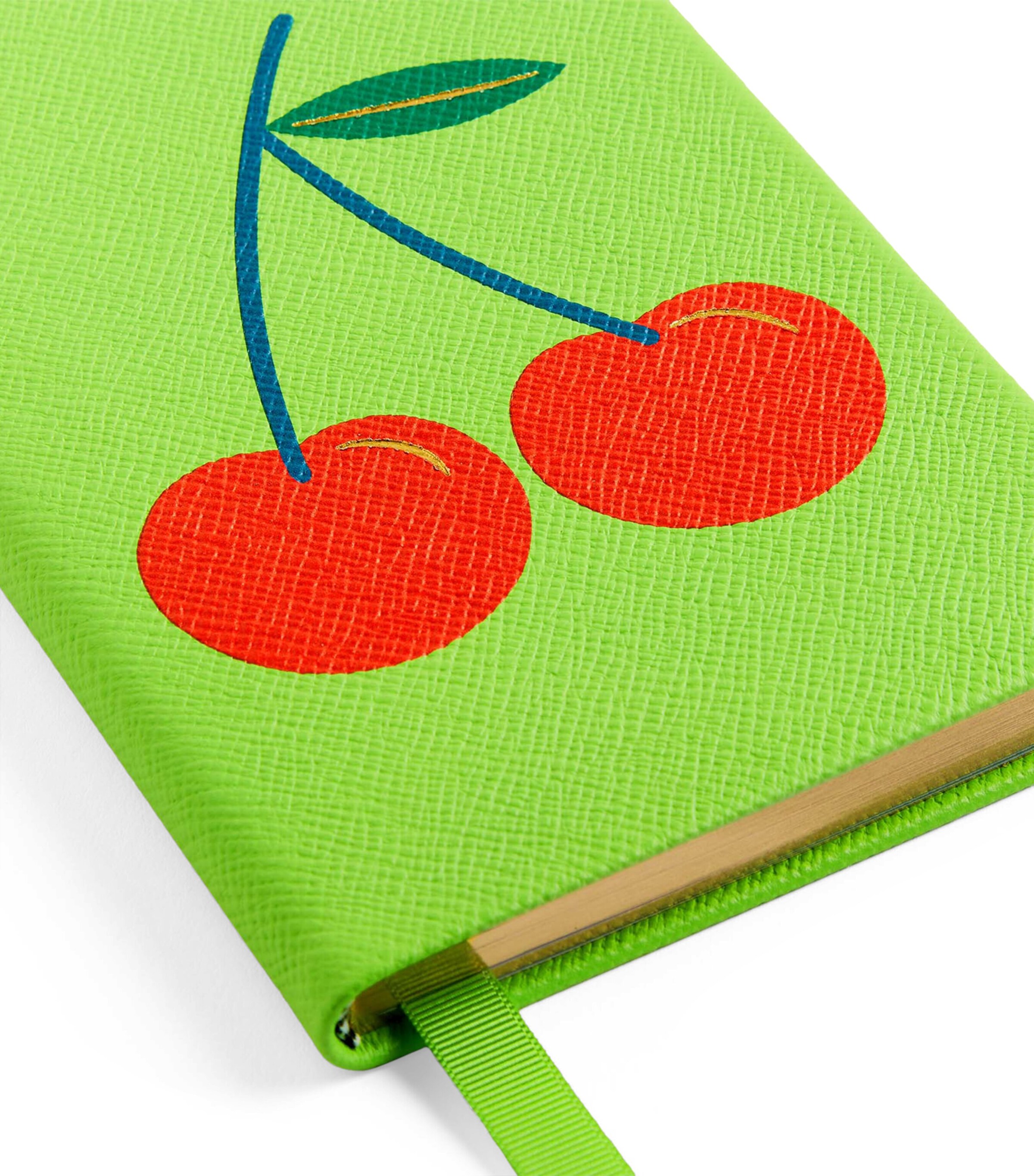 Smythson Leather Cherry Charm Chelsea Notebook Apple Green Image 2