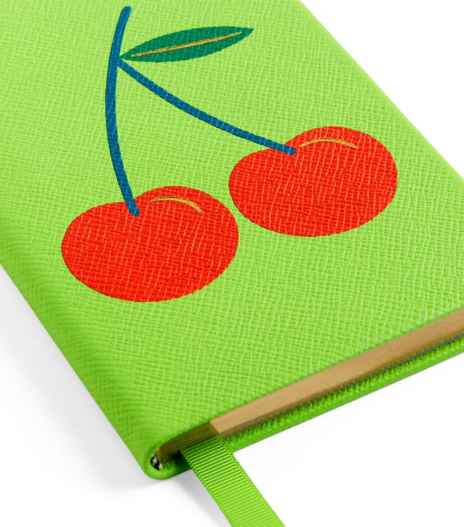 Smythson Leather Cherry Charm Chelsea Notebook Apple Green Image 2