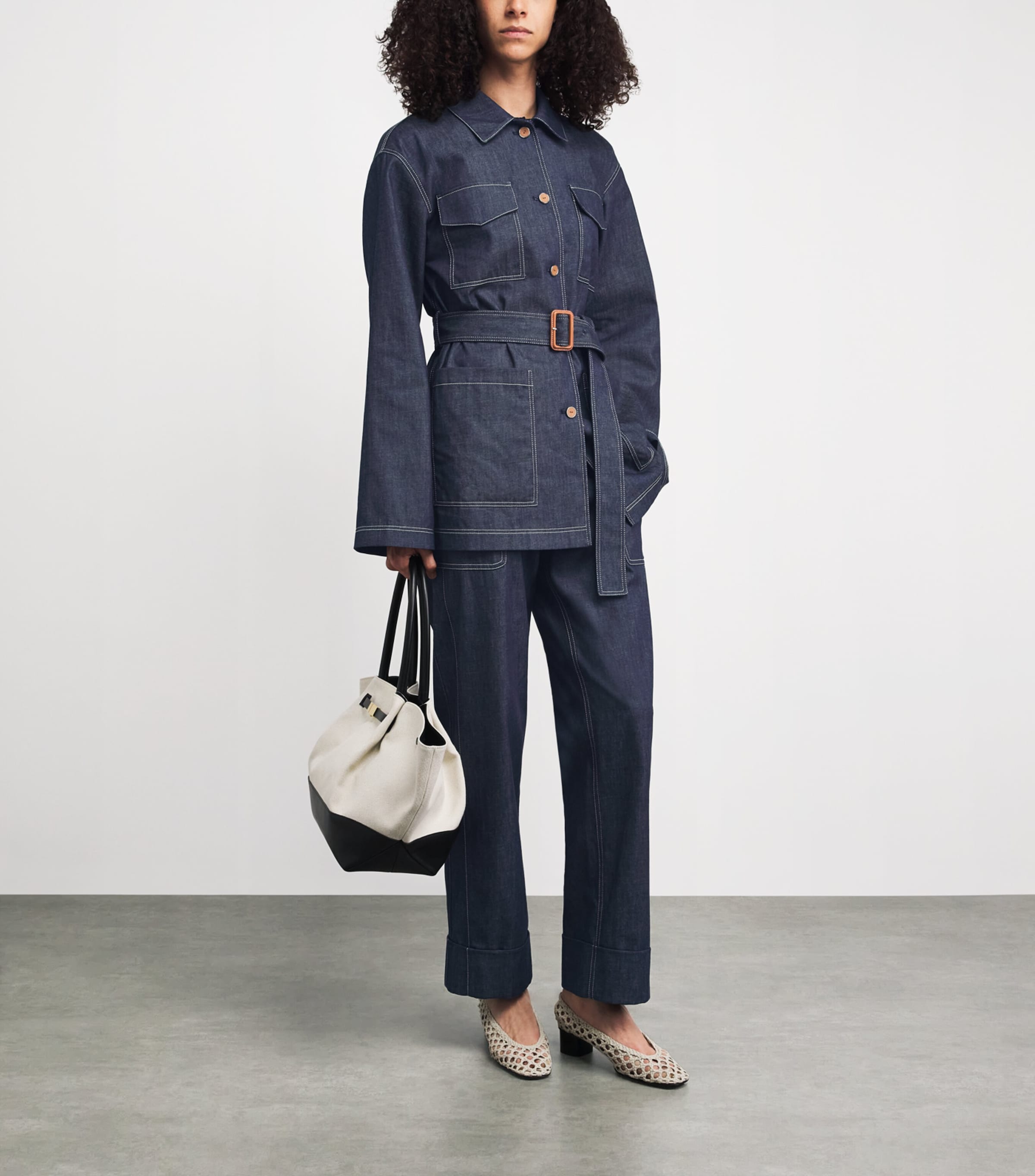 Lafayette 148 Womens Chambray Straight Trousers Shind Shipyard Indg Image 2
