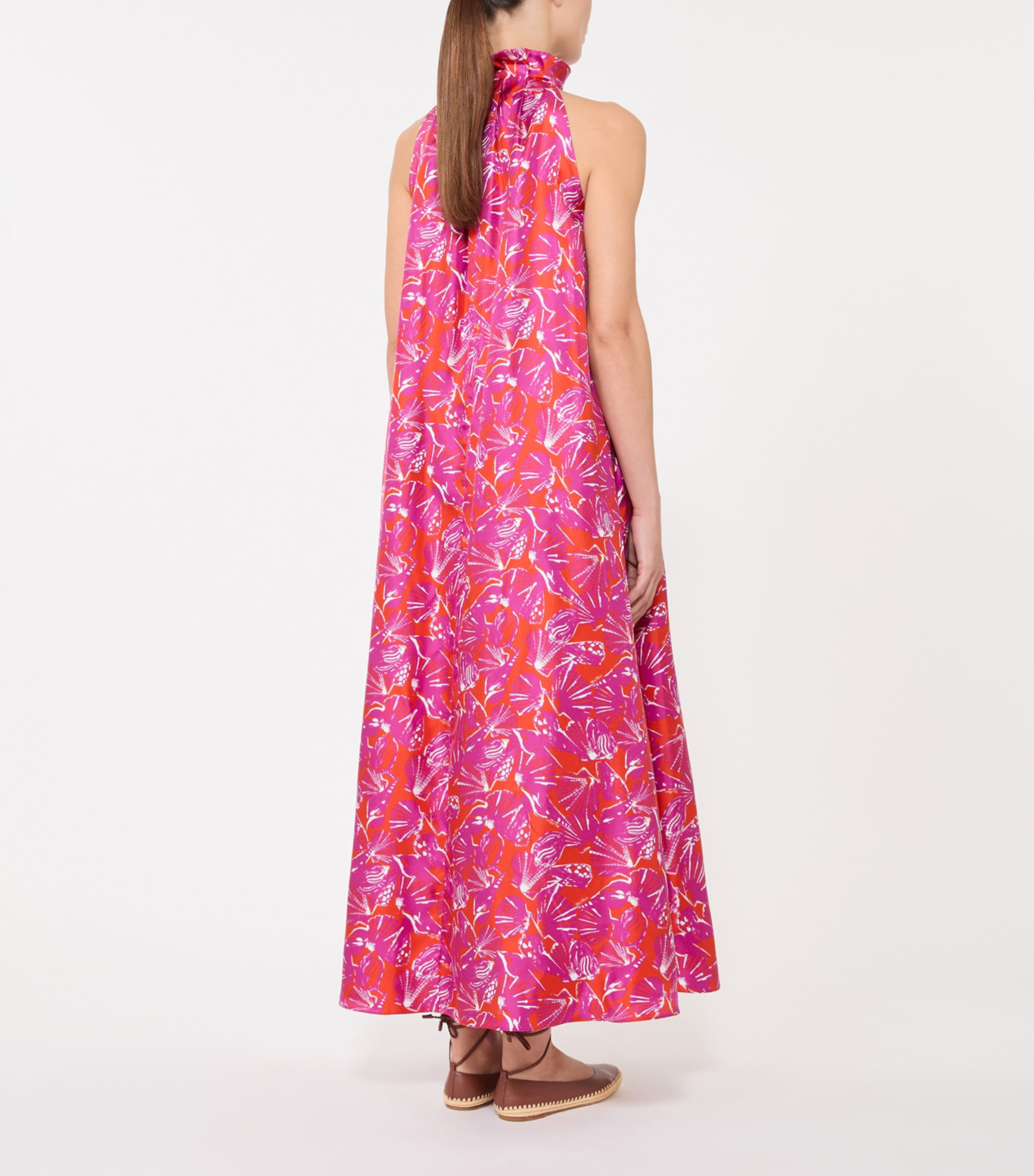 Max Mara Womens Silk Twill Printed Midi Dress Coral Image 4