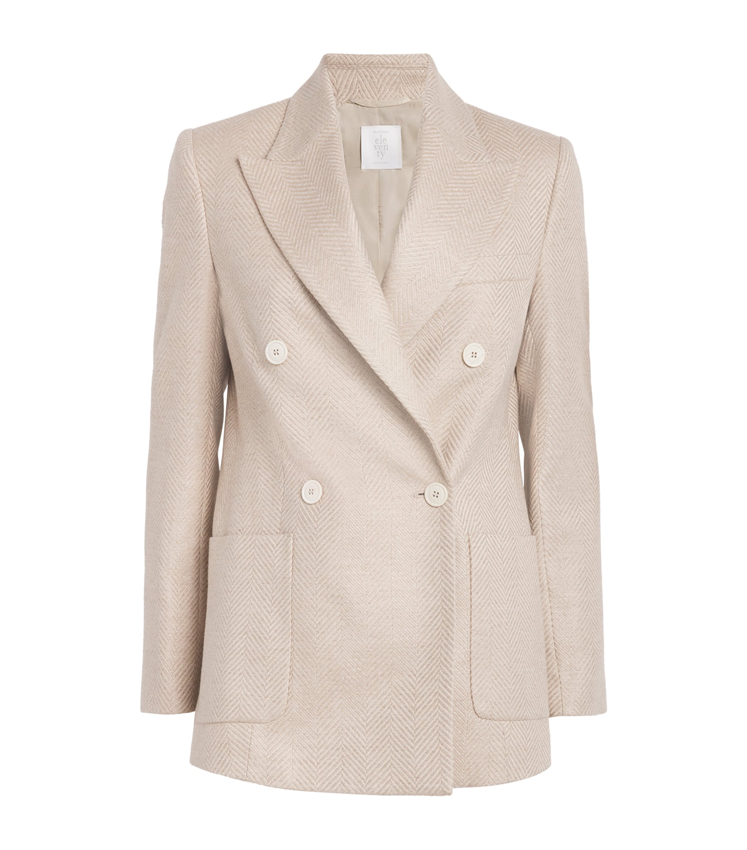 Eleventy Silk-cashmere Herringbone Blazer In Neutral