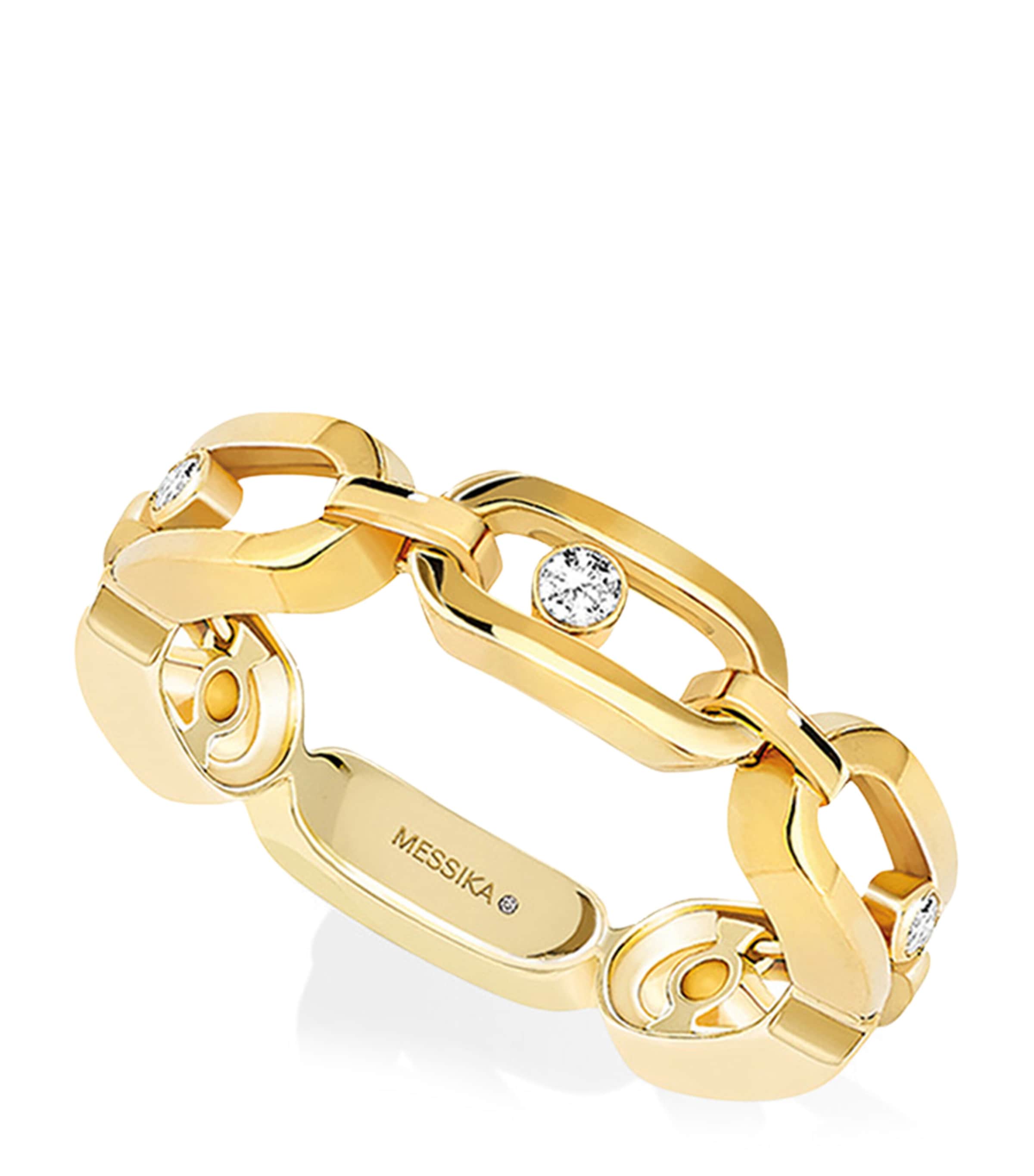 Yellow Gold and Diamond Move Link Ring YELLOW GOLD Image 1