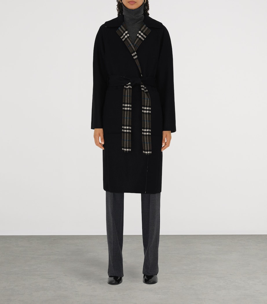 Wool Reversible Wrap Coat BLACK Image 2