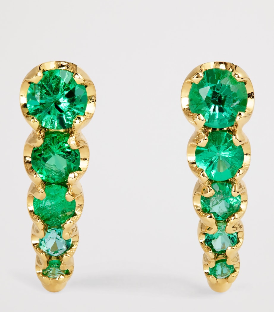 Medium Yellow Gold and Emerald Edith Stud Earrings YELLOW GOLD Image 3