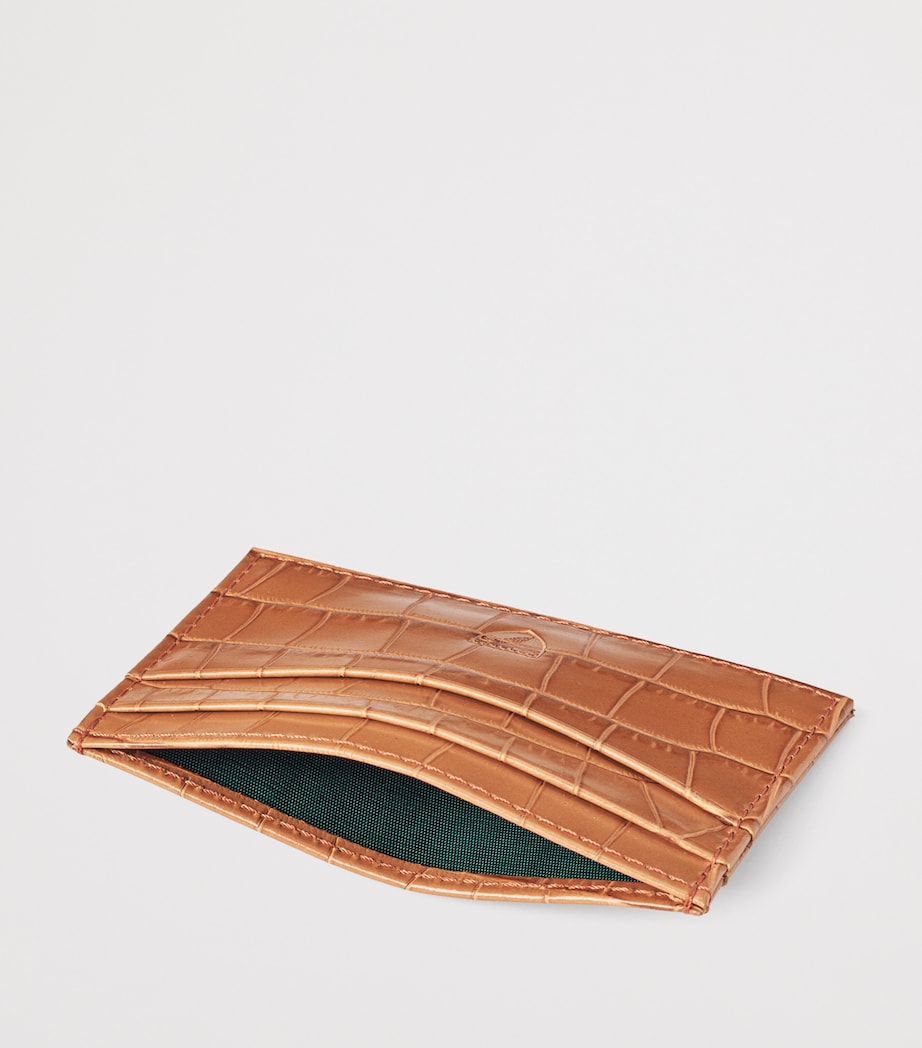 Leather Croc-Embossed Slim Card Holder MARMALADE Image 3