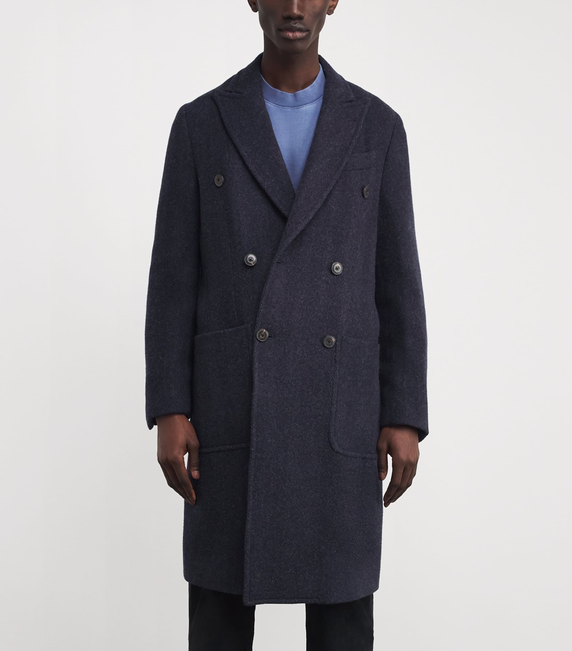 Wool-Blend Double-Breasted Coat FB015 Image 3