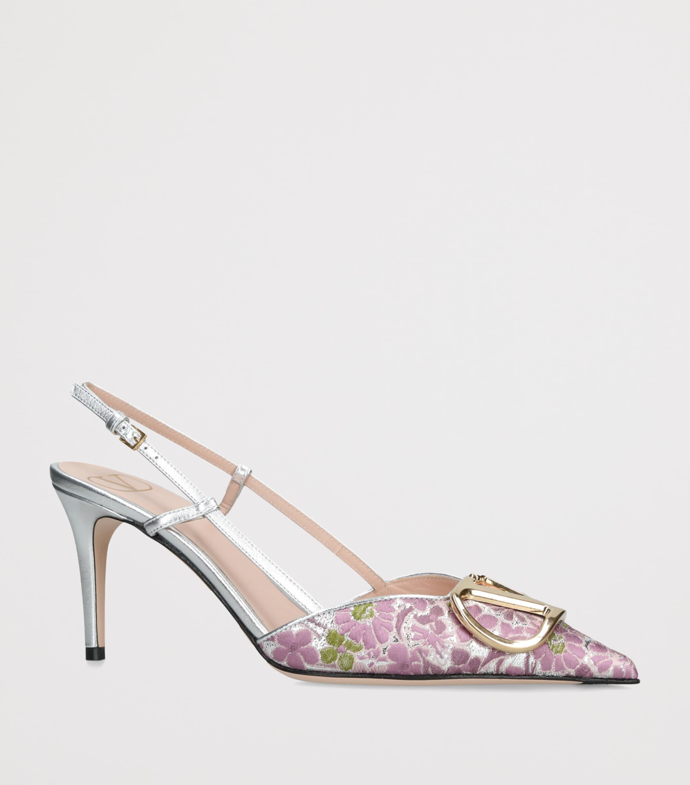 Valentino Garavani Jacquard VLogo Slingback Heels 80 Blush Image 2