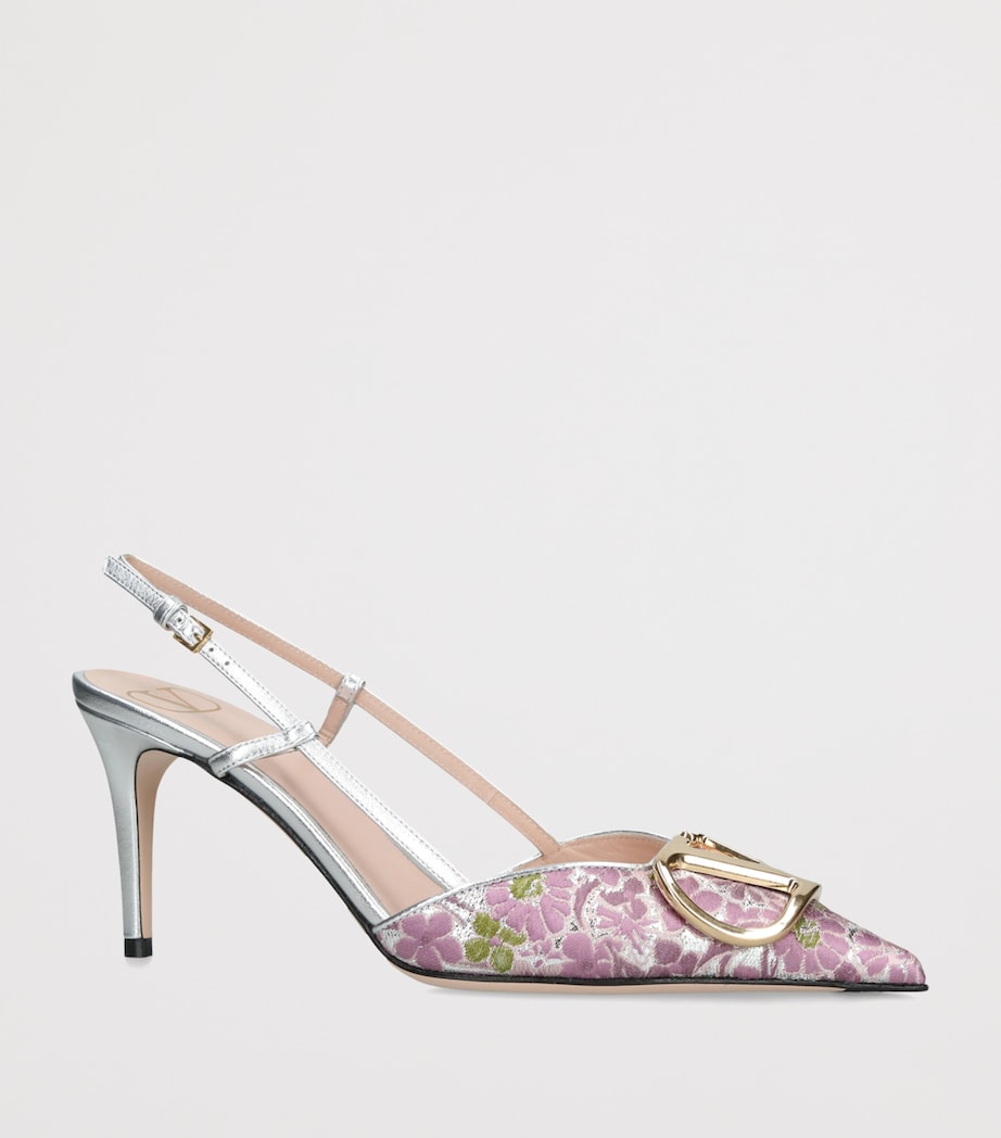 Valentino Garavani Jacquard VLogo Slingback Heels 80 Blush Image 2