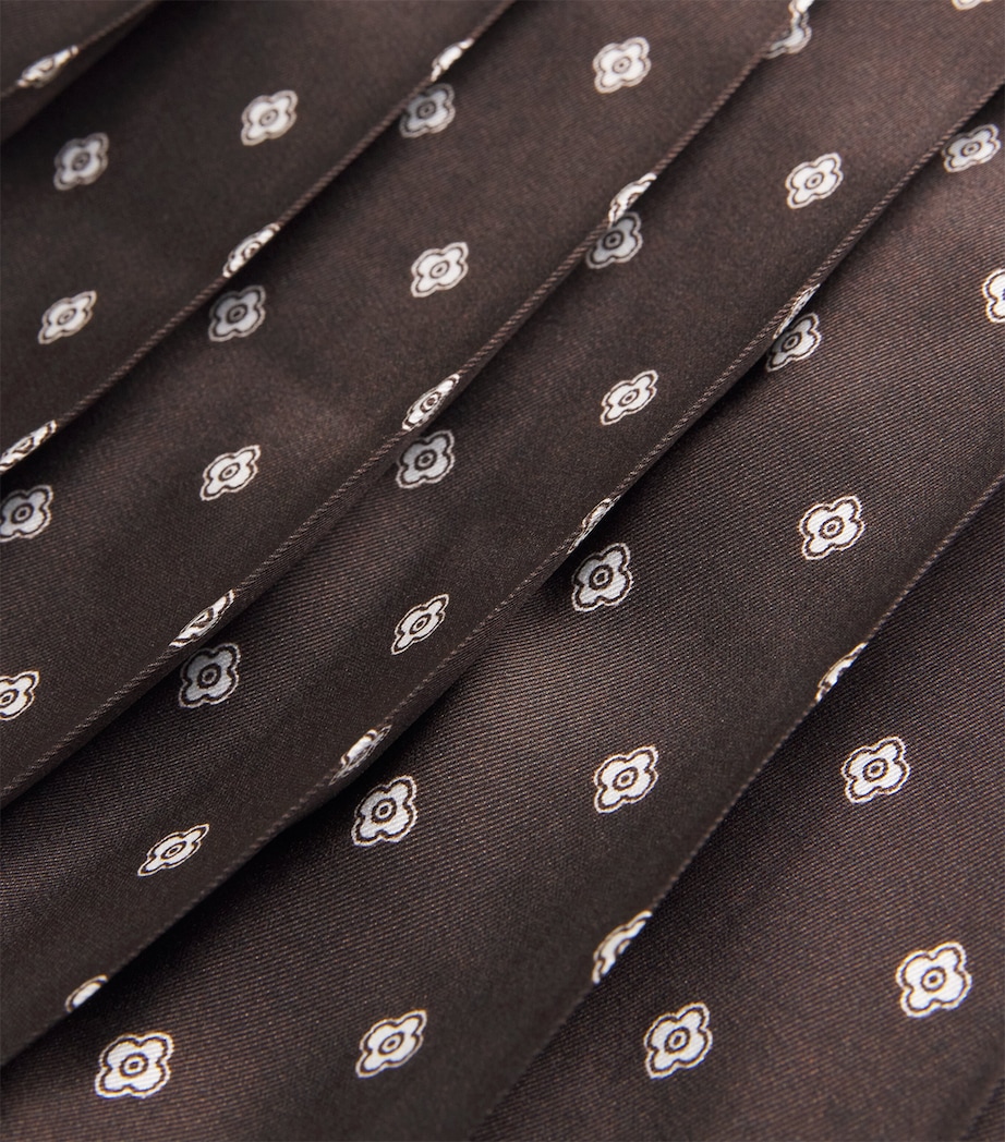 Pleated Patterned Midi Skirt BROWN / WHITE Image 5