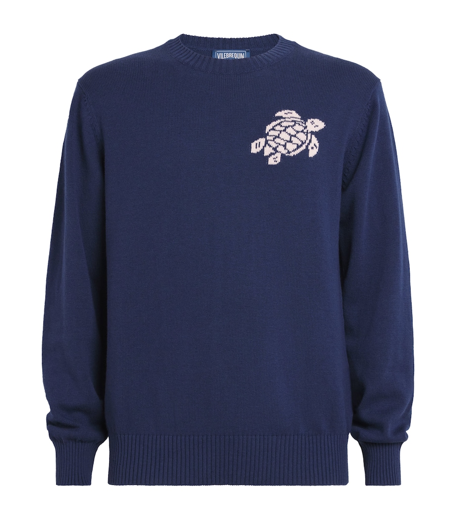 Vilebrequin Mens Cotton-Cashmere Turtle Rayol Sweater Encre Image 1