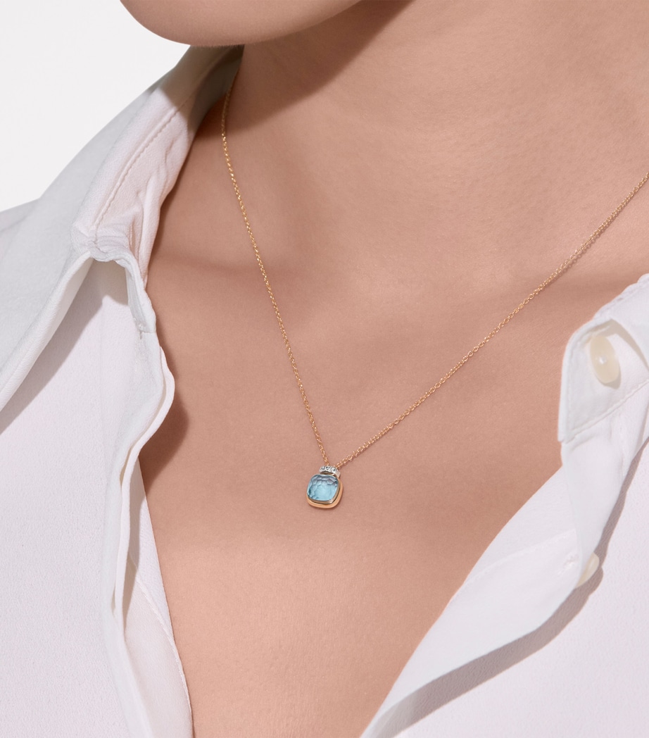 Mixed Gold, Blue Topaz and Diamond Nudo Necklace DB0YY Image 4