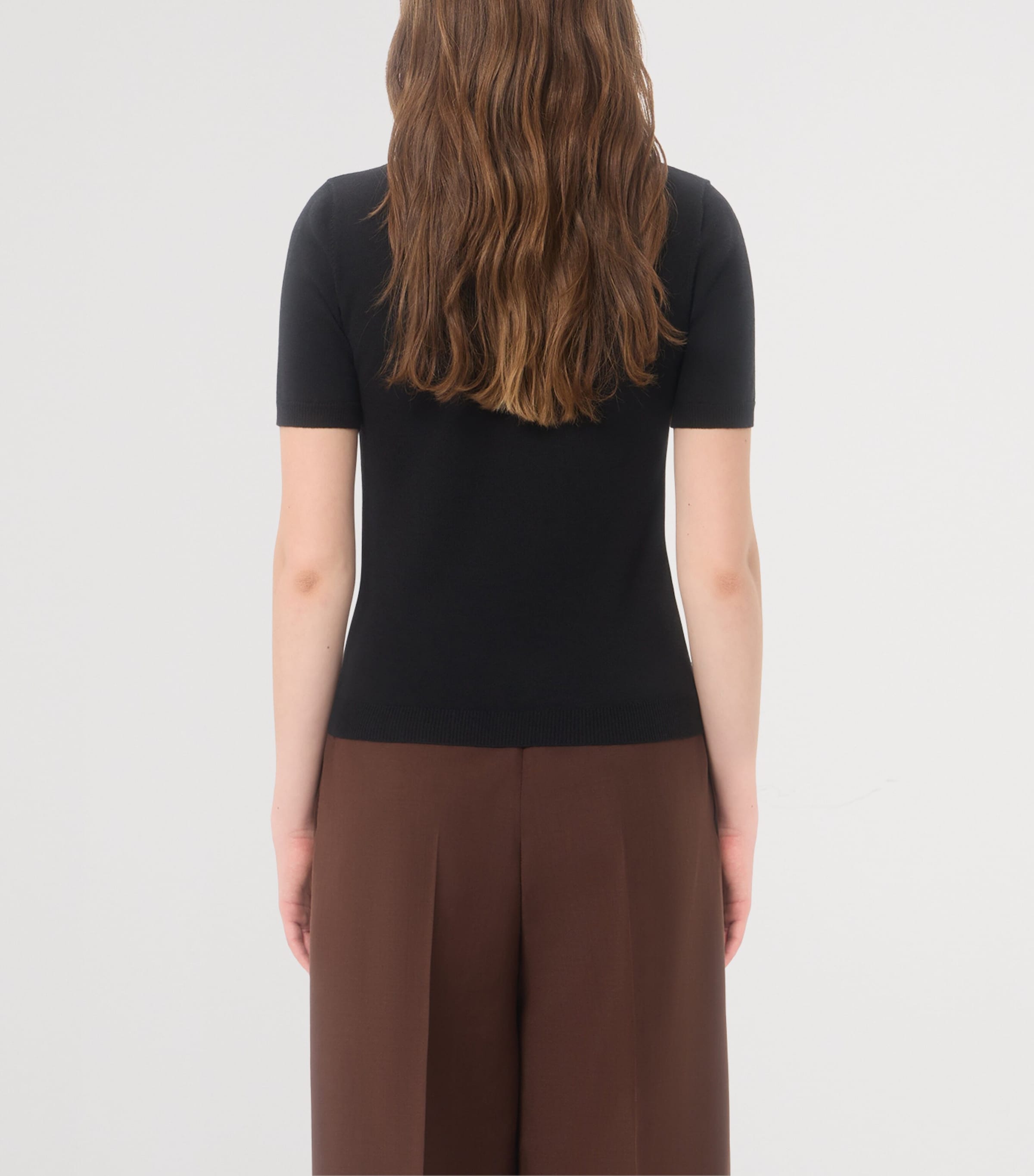 Valentino Womens Virgin Wool-Blend Necktie Slim Polo Sweater Image 5