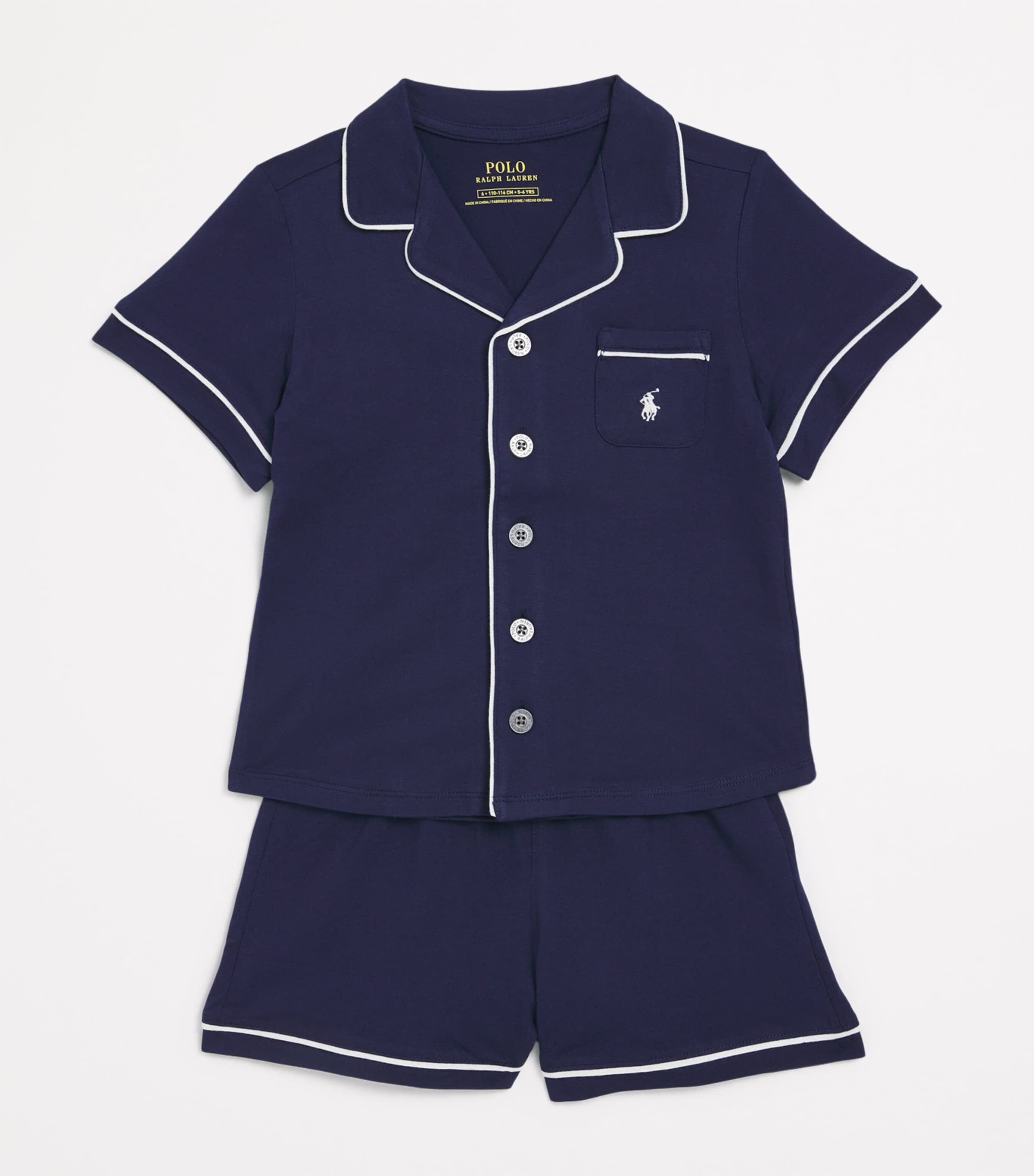 Cotton Polo Pony Pyjama Set (4-7 Years) BCV NEWPORT NAVY Image 3