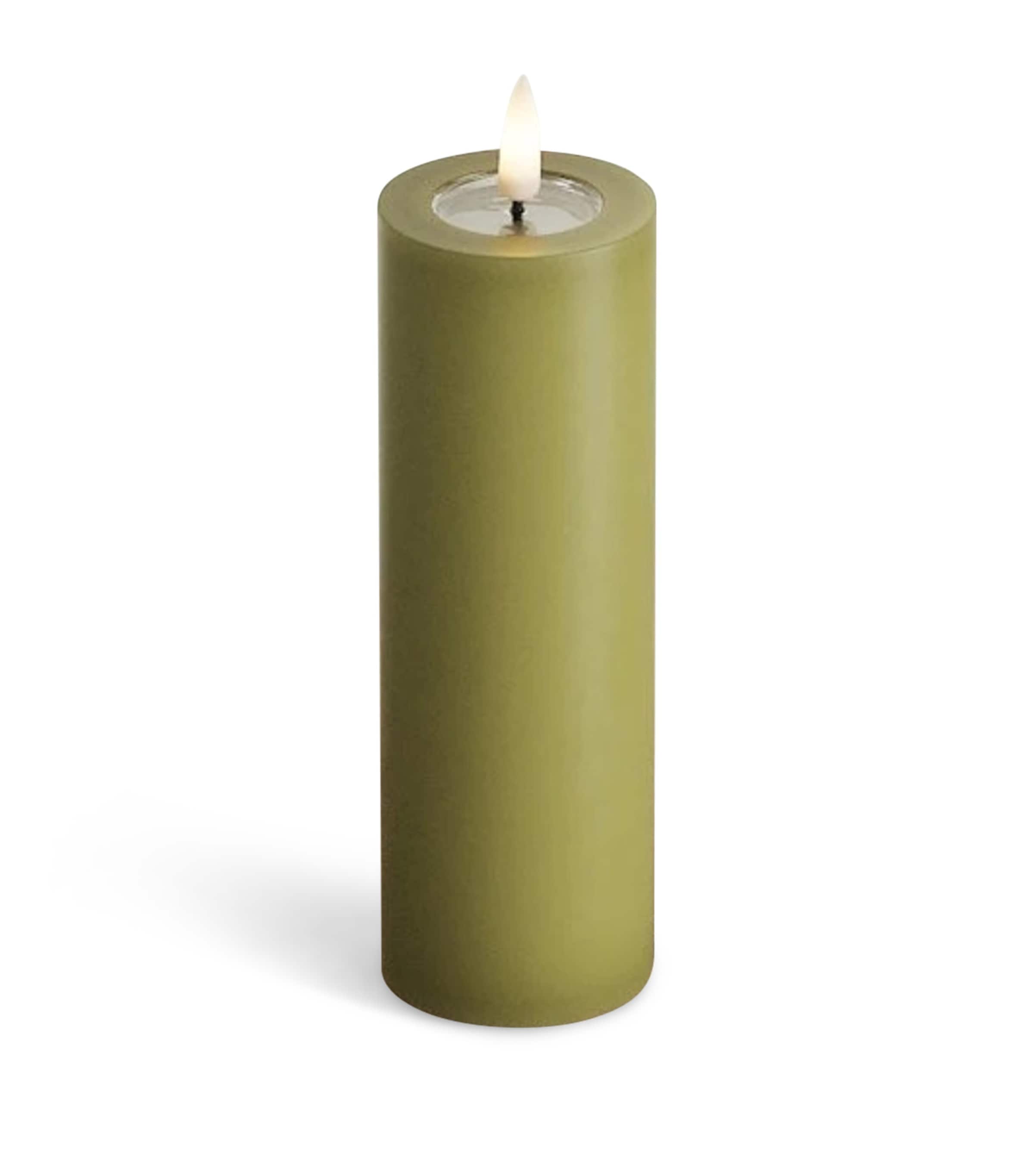 Deluxe Homeart LED Pillar Candle (15cm) Olive Image 1