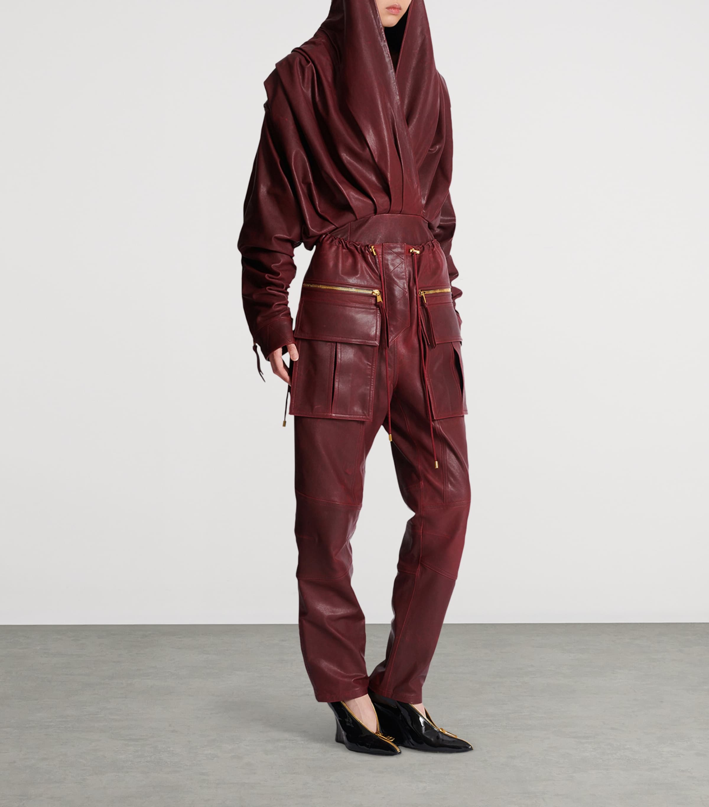 Leather Hooded Mini Dress 3AR AUBERGINE Image 7