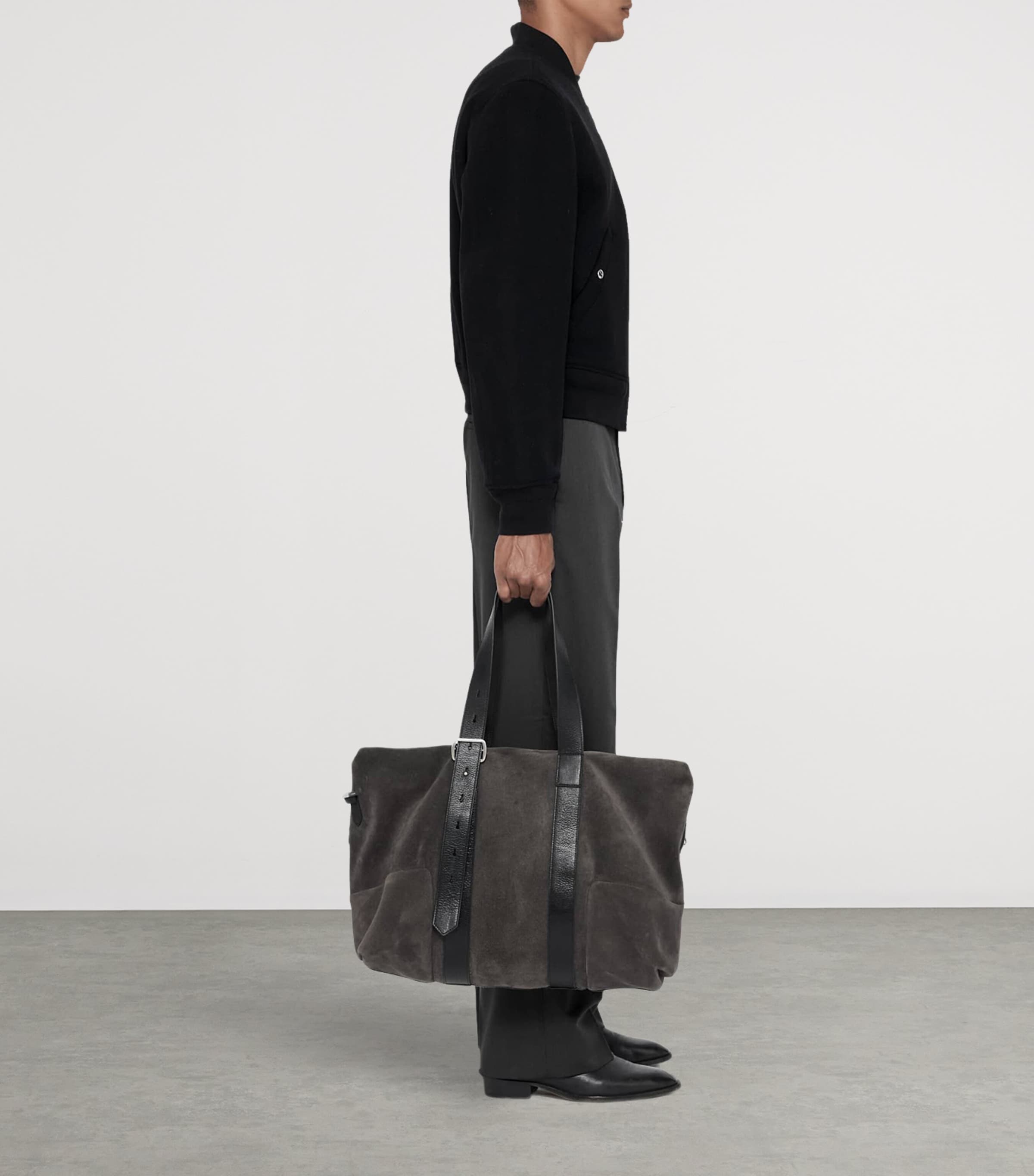 AllSaints Mens Moor Straight Trousers Charcoal Grey Image 6