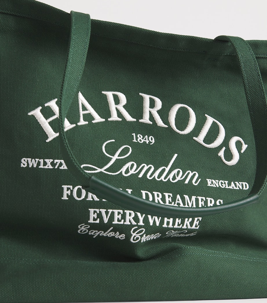 Large Embroidered Logo Tote Bag HARRODS GREEN Image 6