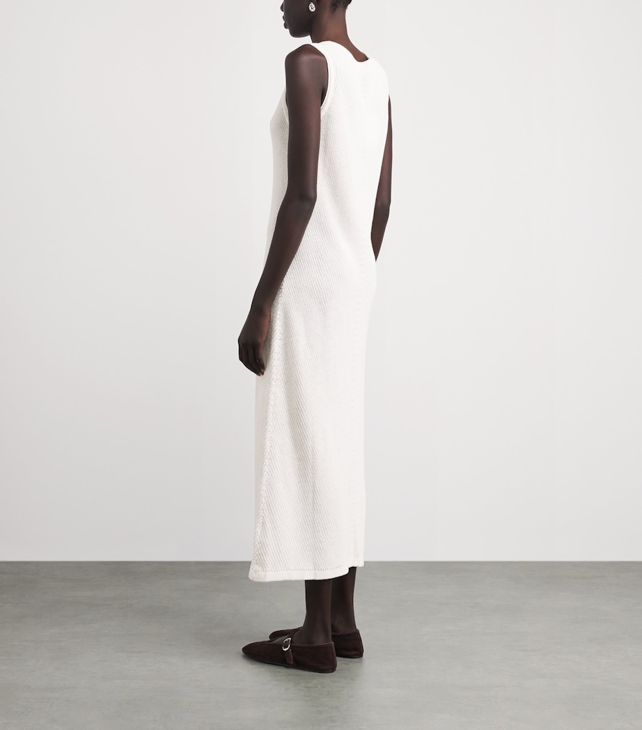 Falke Womens Textured Boat-Neck Midi Dress Off White Image 4