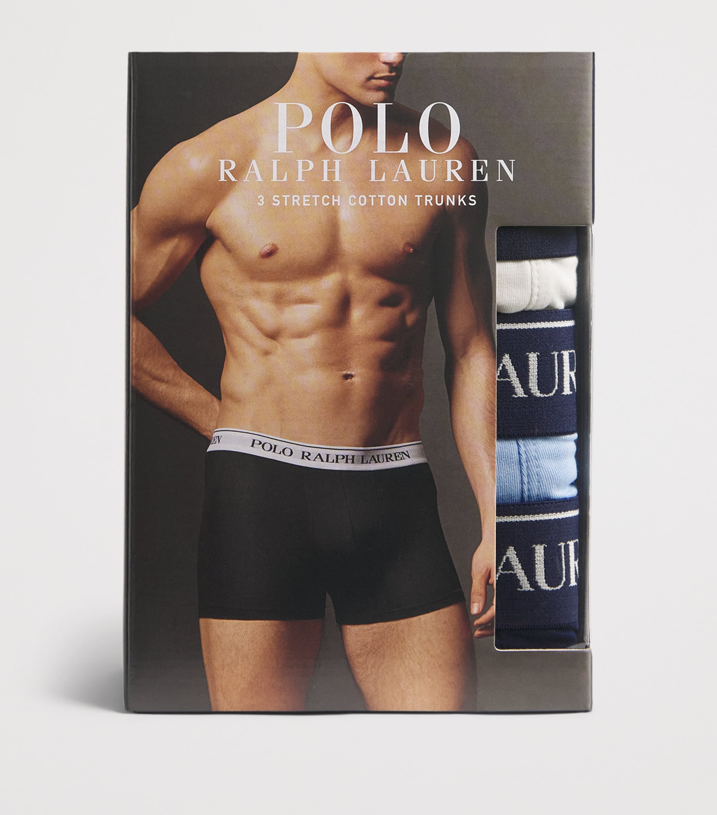 Polo Ralph Lauren Mens Stretch-Cotton Classic Trunks (Pack of 3) Paper Wht/office Blu Image 4