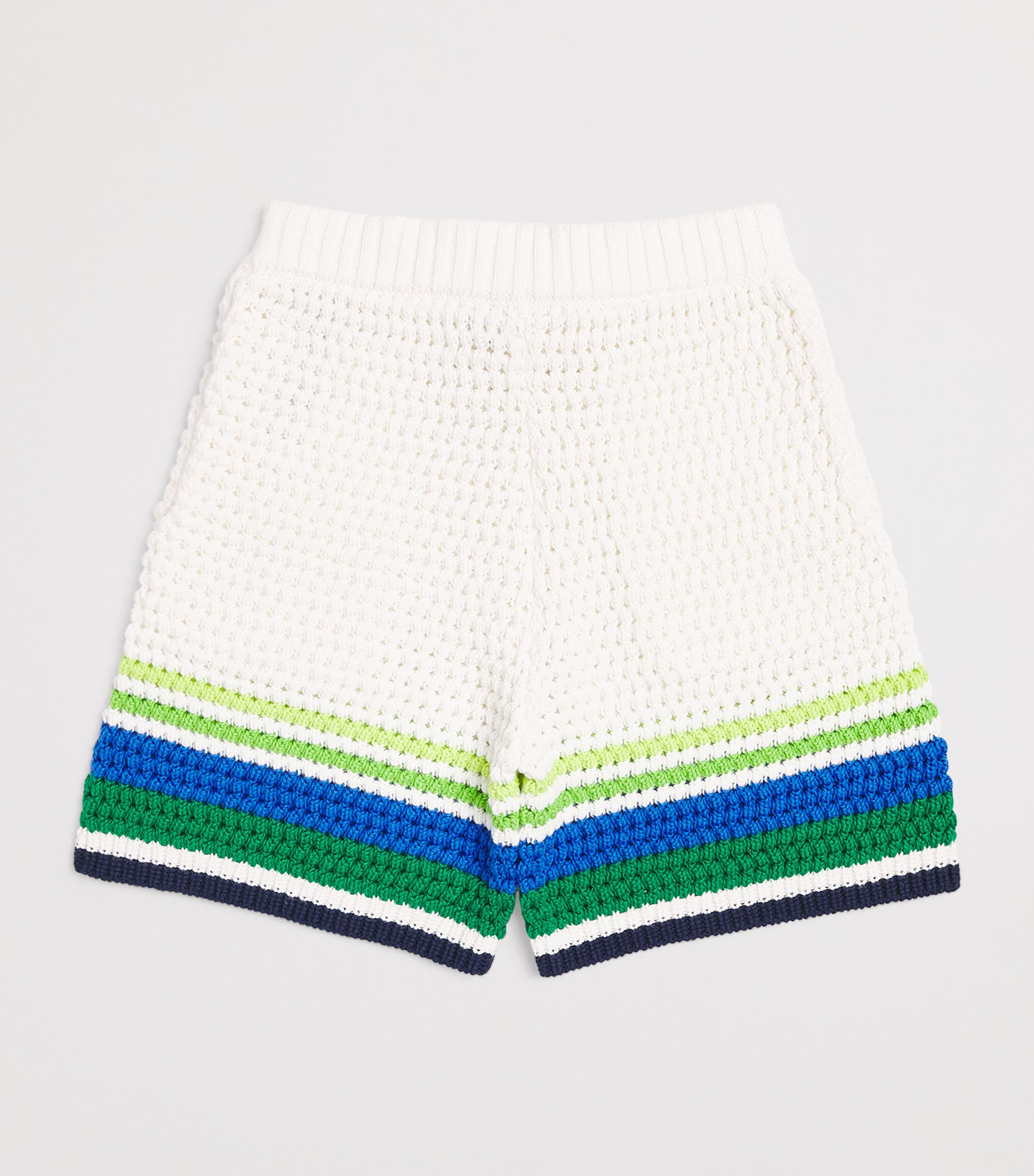 Cotton Crochet Stripe Shorts (3-14 Years) TENNIS STRIPE Image 2