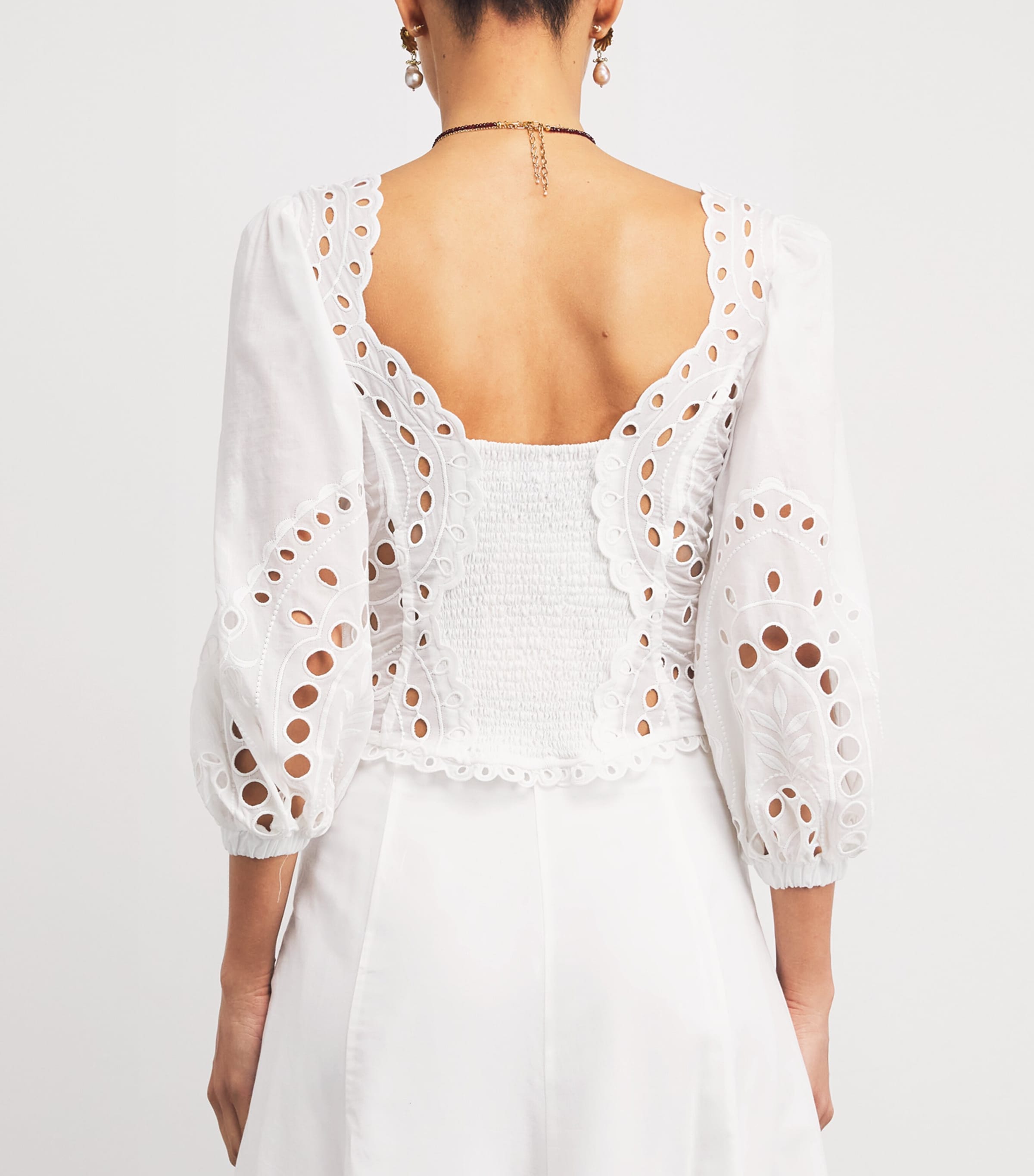 Cotton-Blend Bass Corset Top WHITE SEALACE Image 4