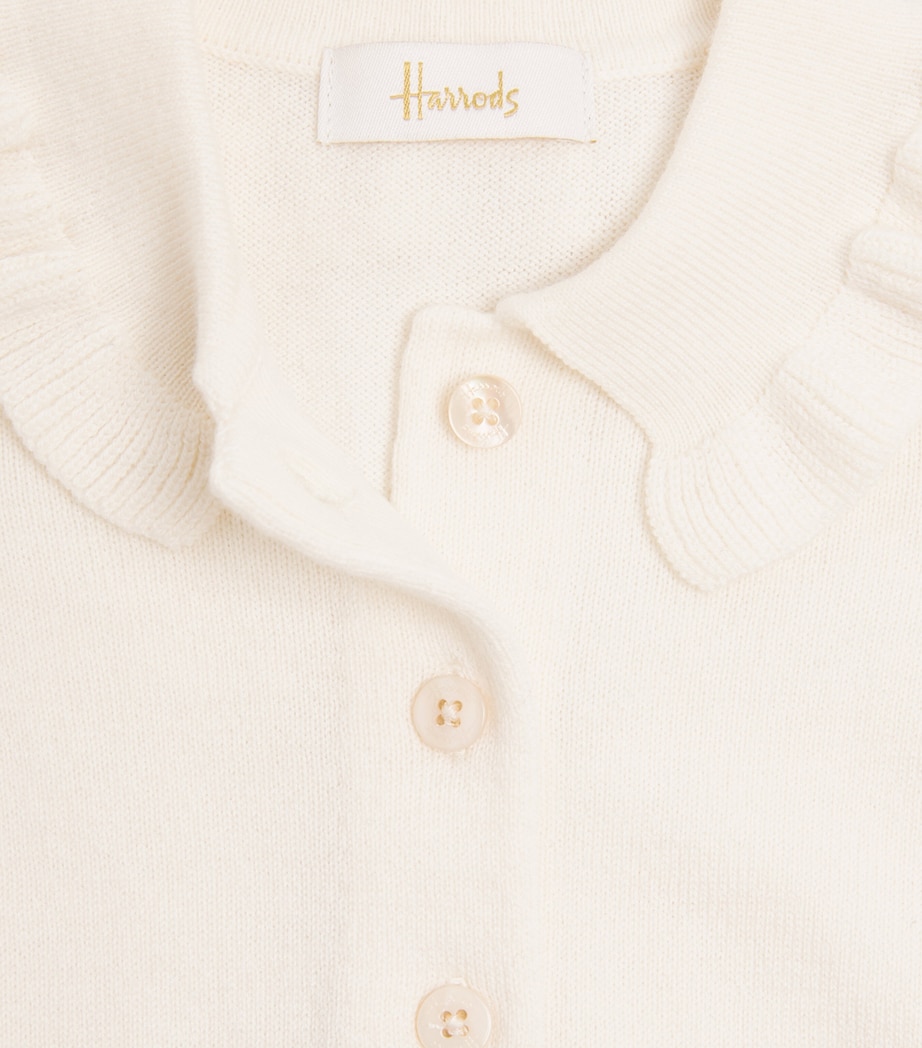 Harrods Wool-Cotton Ruffled Cardigan (0-18 Months) Oatmeal Image 3