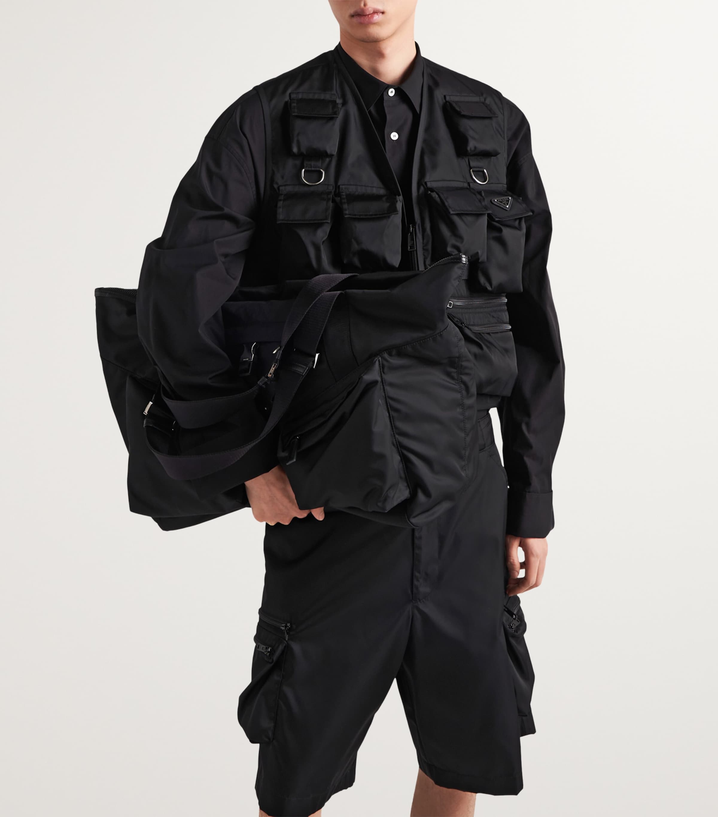 Leather and Renylon Travel Tote Bag F0002 Image 2