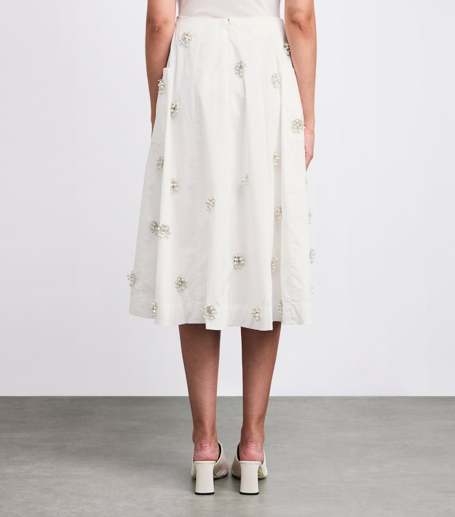 Cotton Embellished Novanna Midi Skirt WHITE Image 4