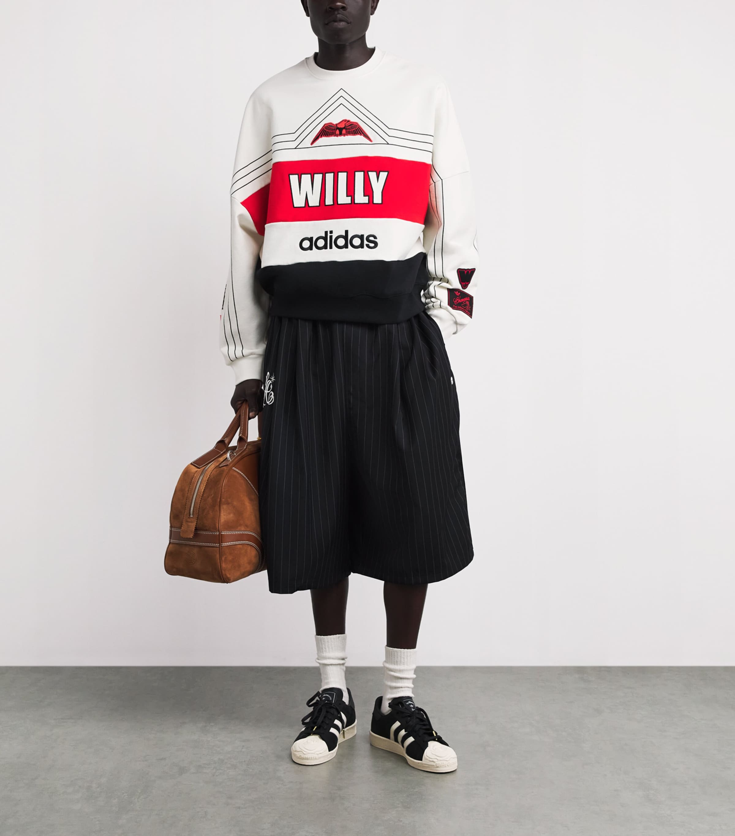 Willy Chavarria Mens x adidas Originals New York Baseball Sweatshirt White Image 2