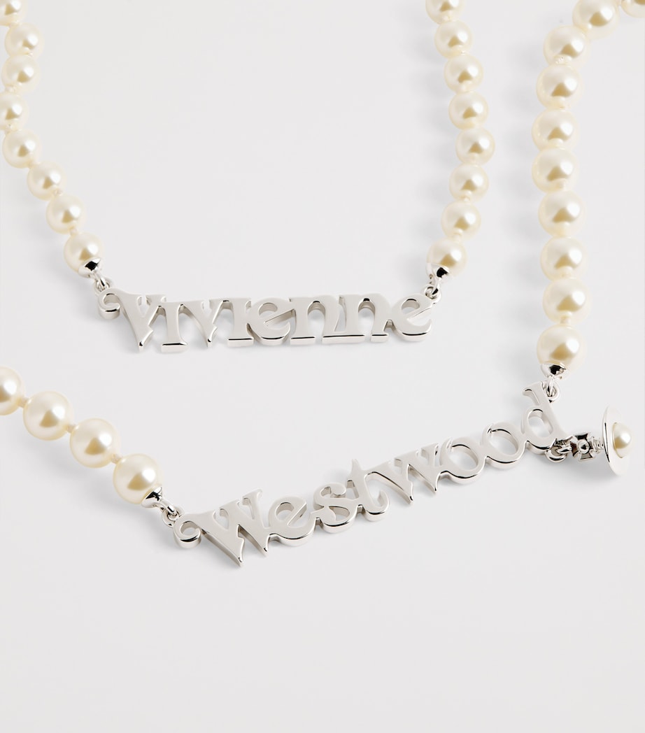 Pearl Emilio Logo Necklace P118 PLATINUM Image 5