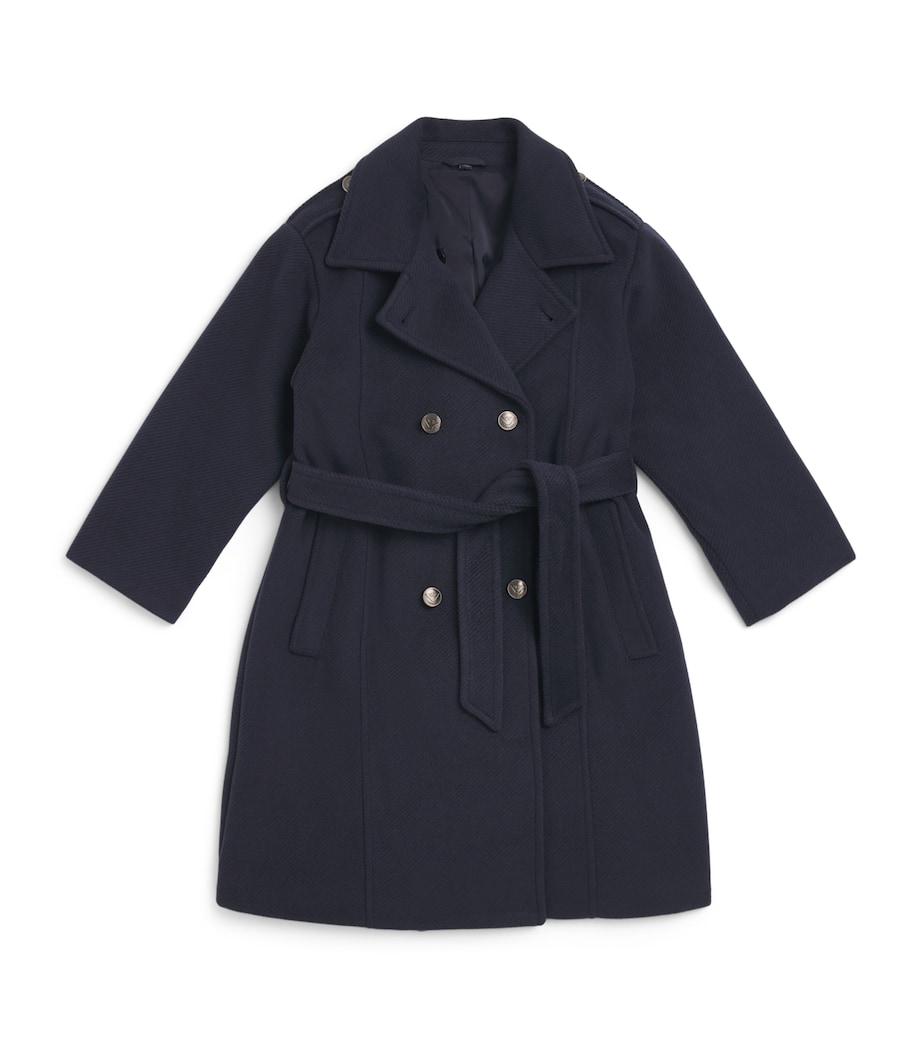Emporio Armani Kids Belted Peacoat (6-14 Years) Iconico Blu Nvy Image 1