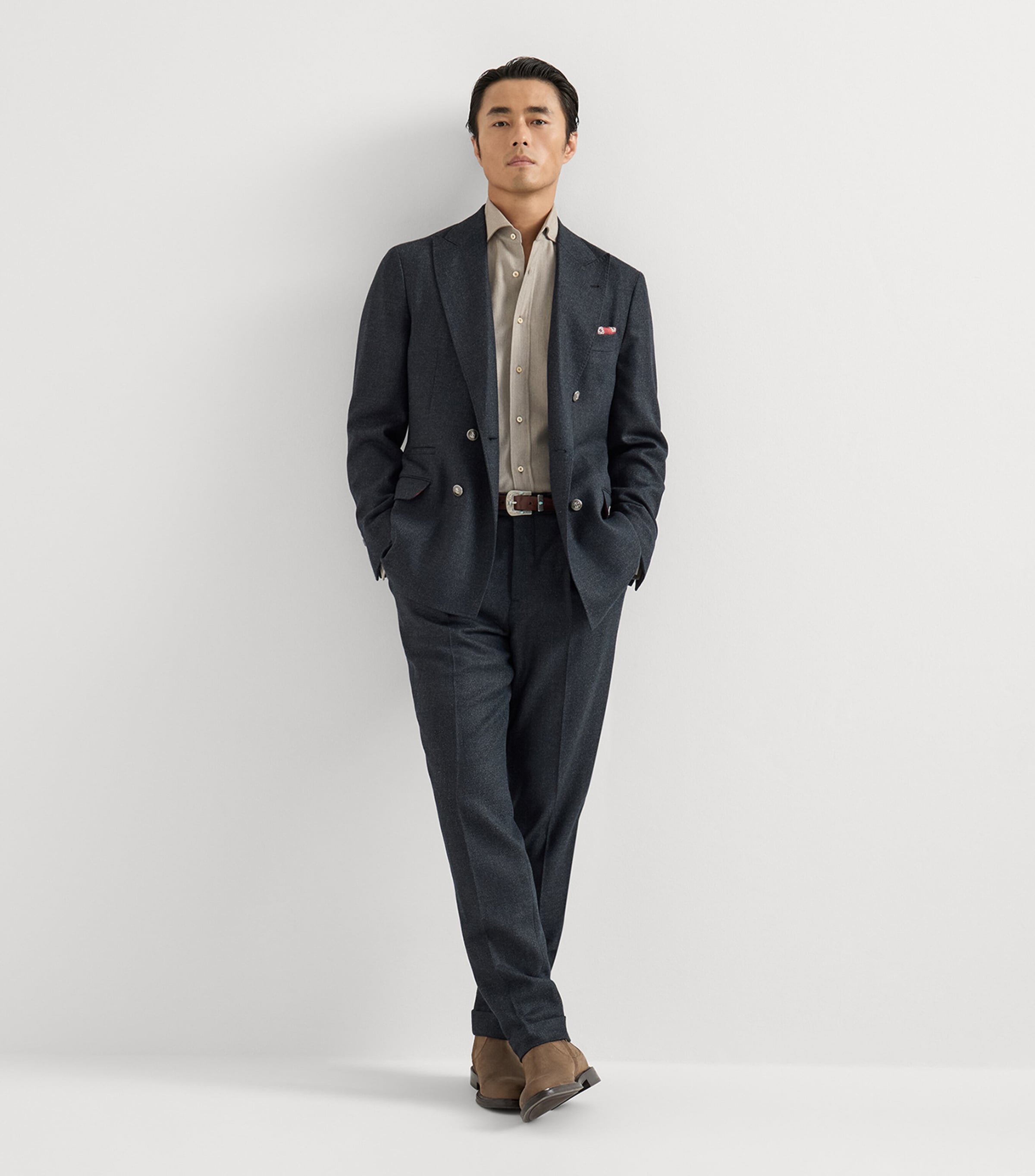 Brunello Cucinelli Mens Cotton-Blend Chevron Flannel Shirt Image 5