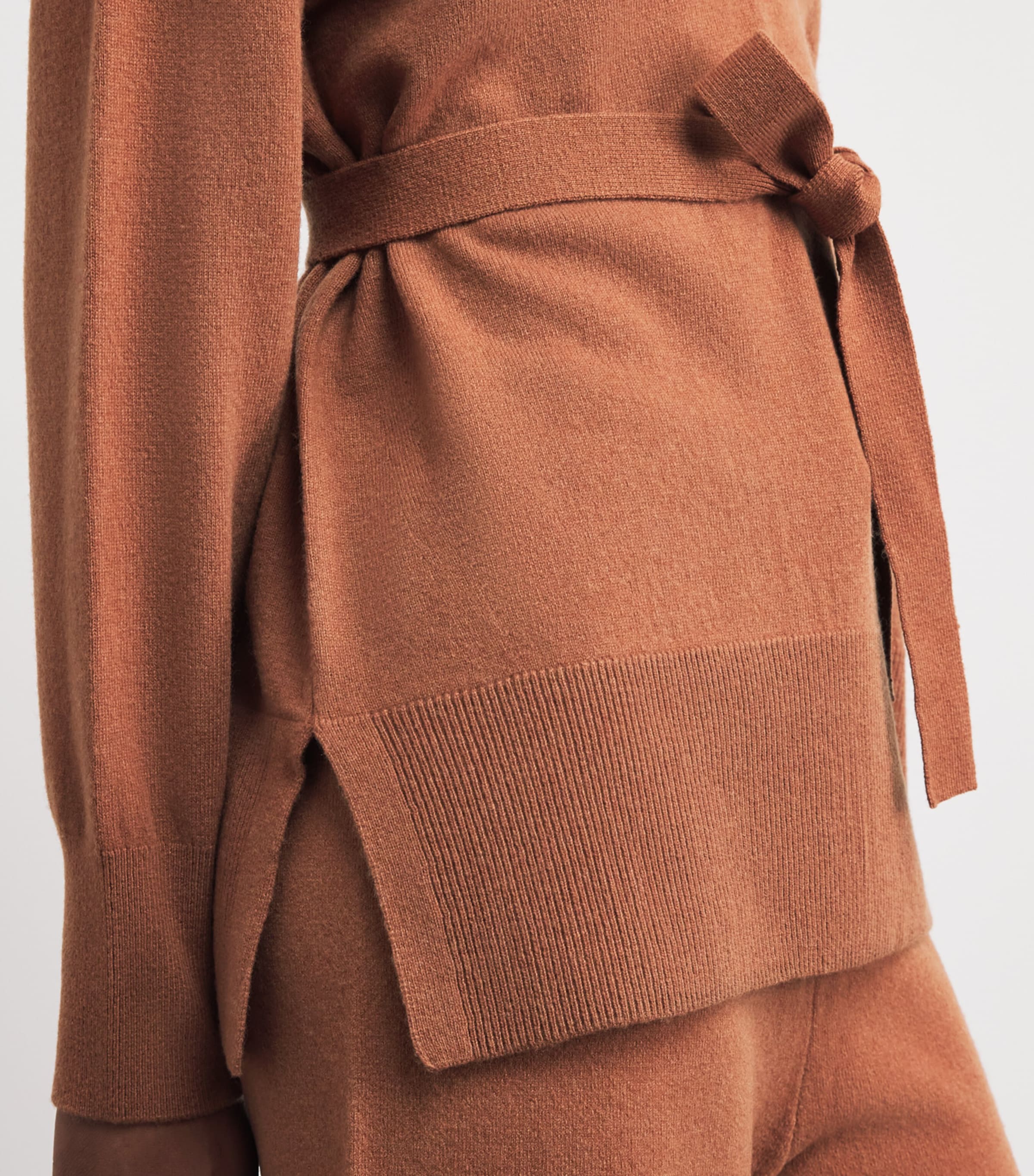 Yves Salomon Womens Merino Wool Belted Sweater Image 3