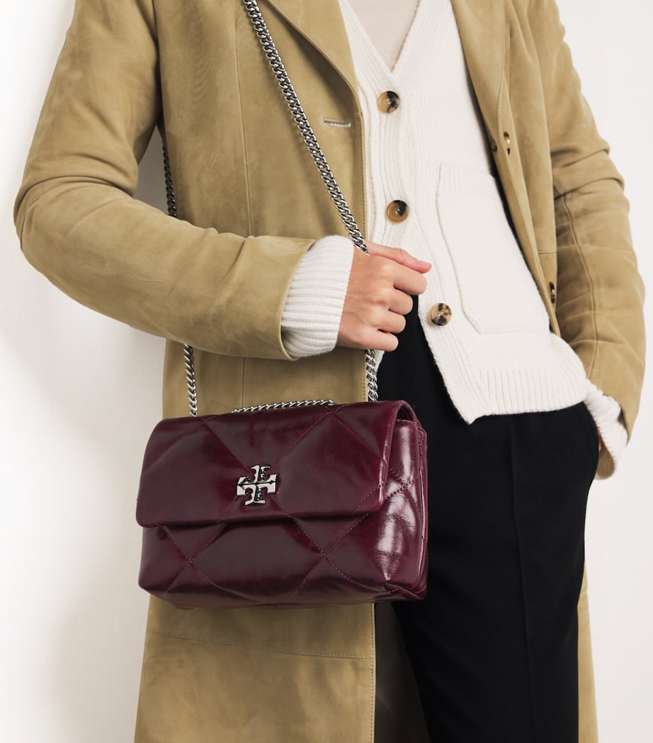 Small Leather Quilted Kira Shoulder Bag DARK CARMINE 500 Image 2