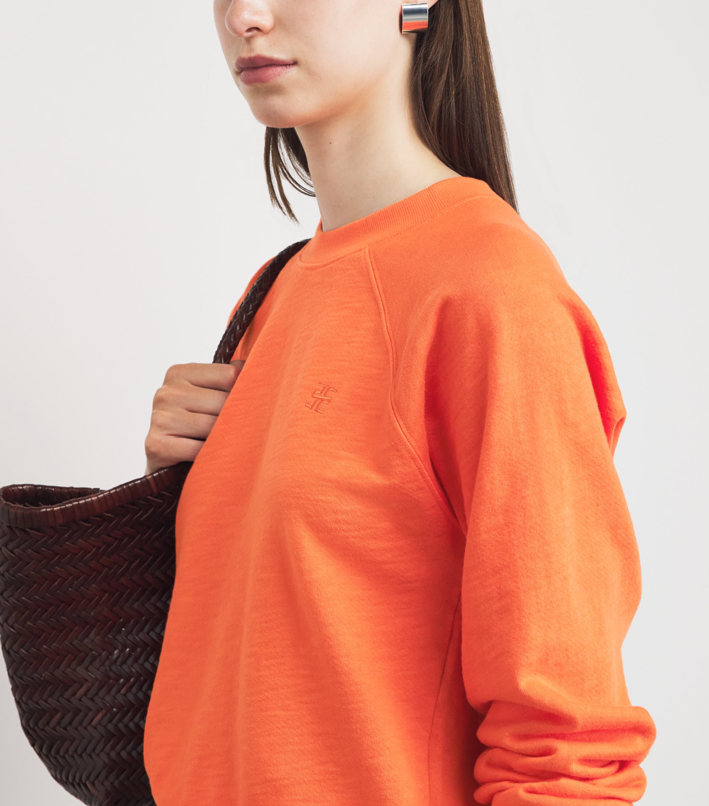 ÉTERNE Womens Cotton Shrunken Raglan Sweatshirt Papaya Image 3