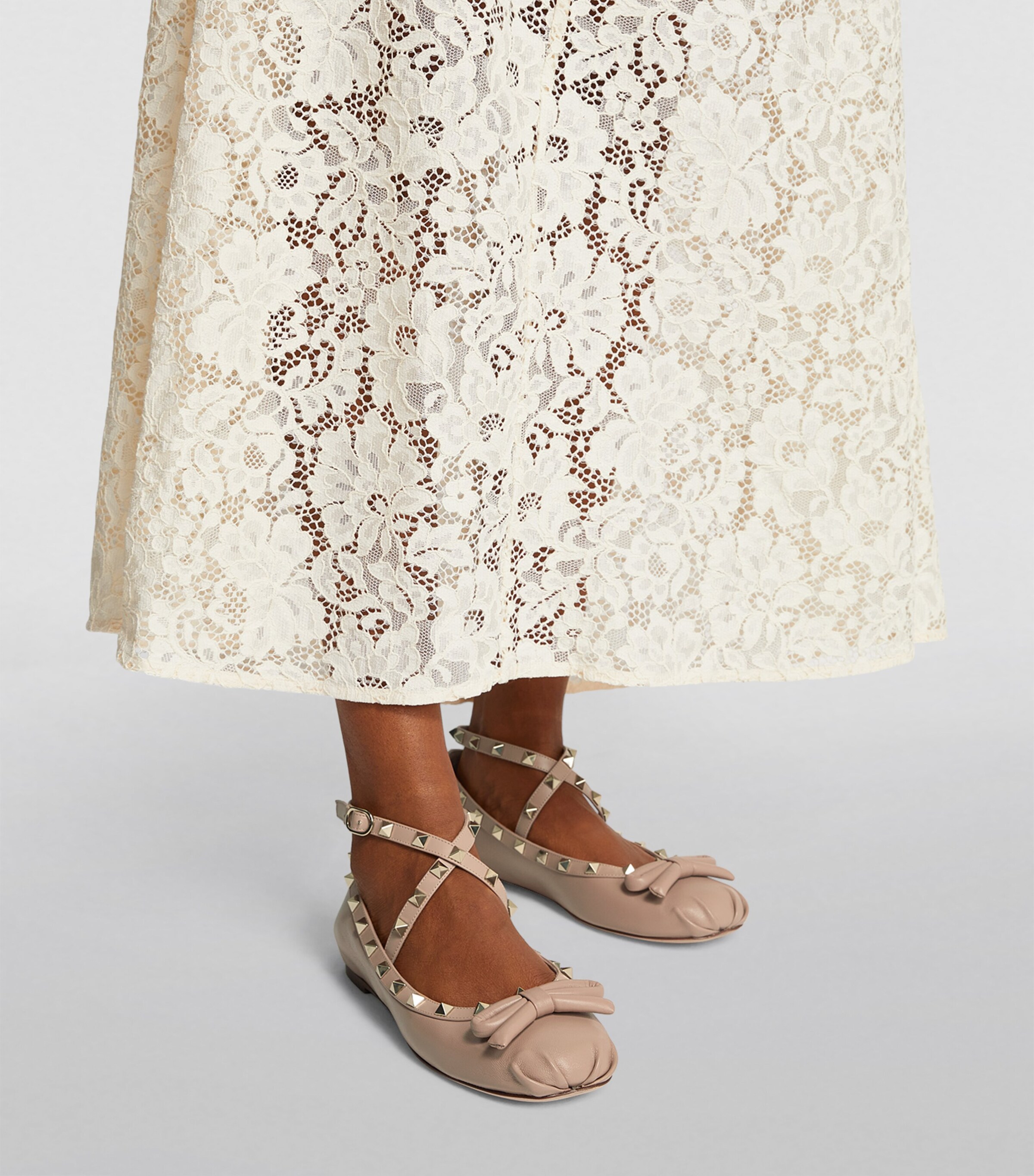 Valentino Garavani Leather Rockstud Ballet Flats Blush Image 2