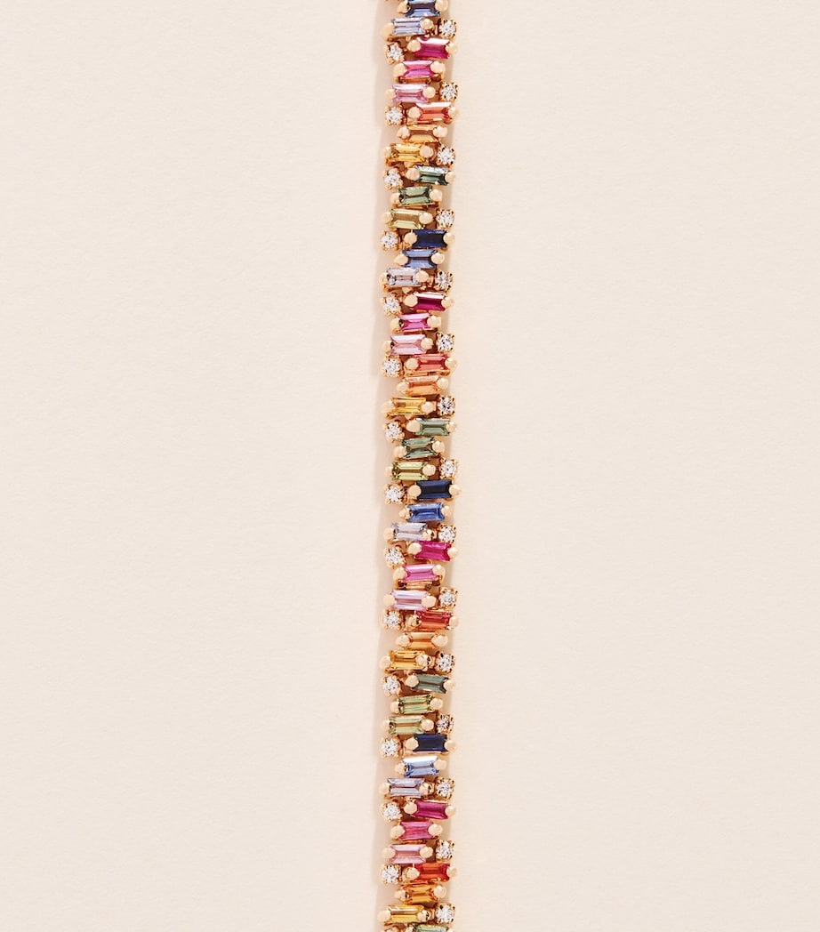 Suzanne Kalan Yellow Gold and Rainbow Sapphire Shimmer Tennis Bracelet Rg/rs Image 4