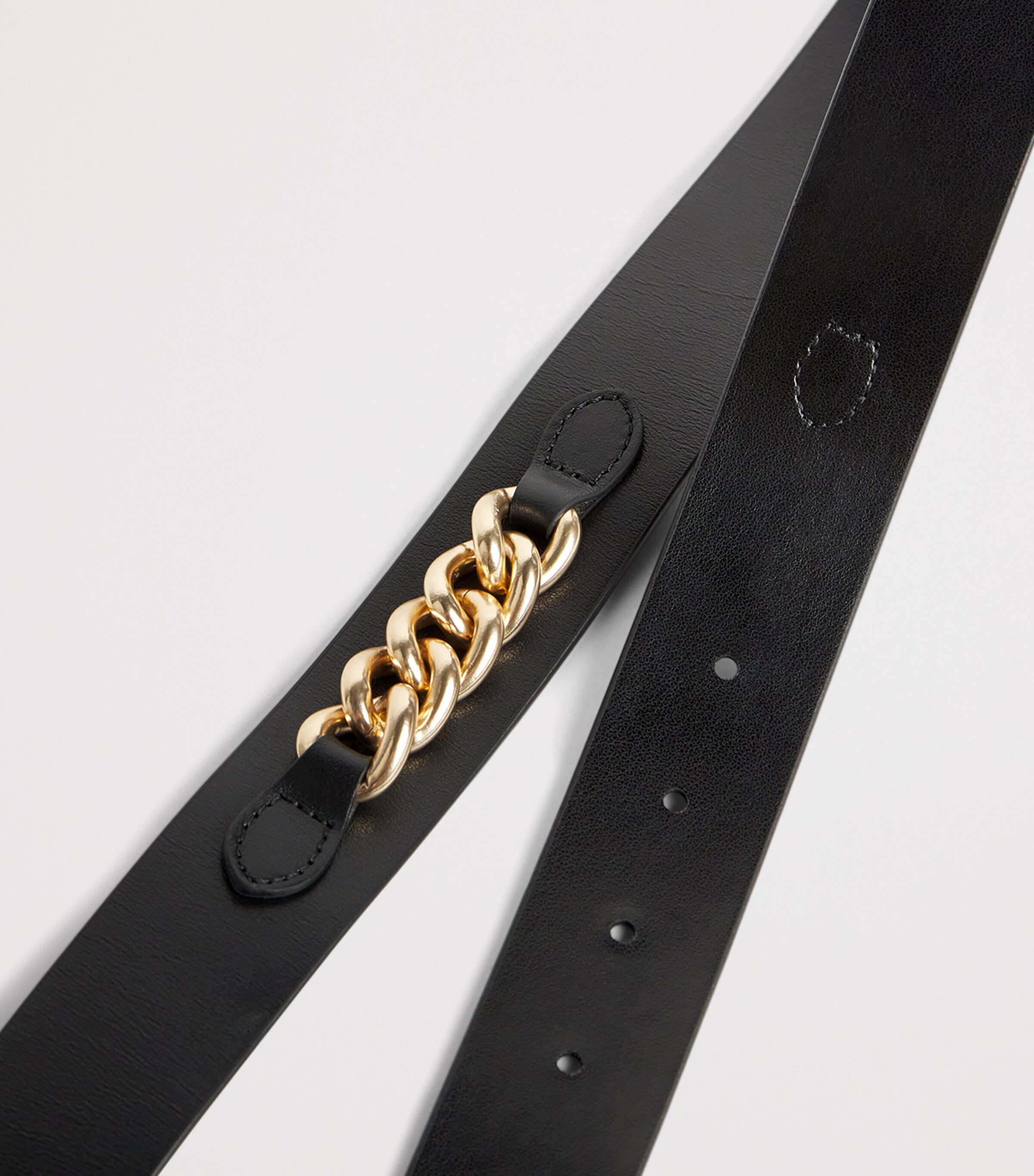 Leather Chain Detail Belt BLACK Image 5