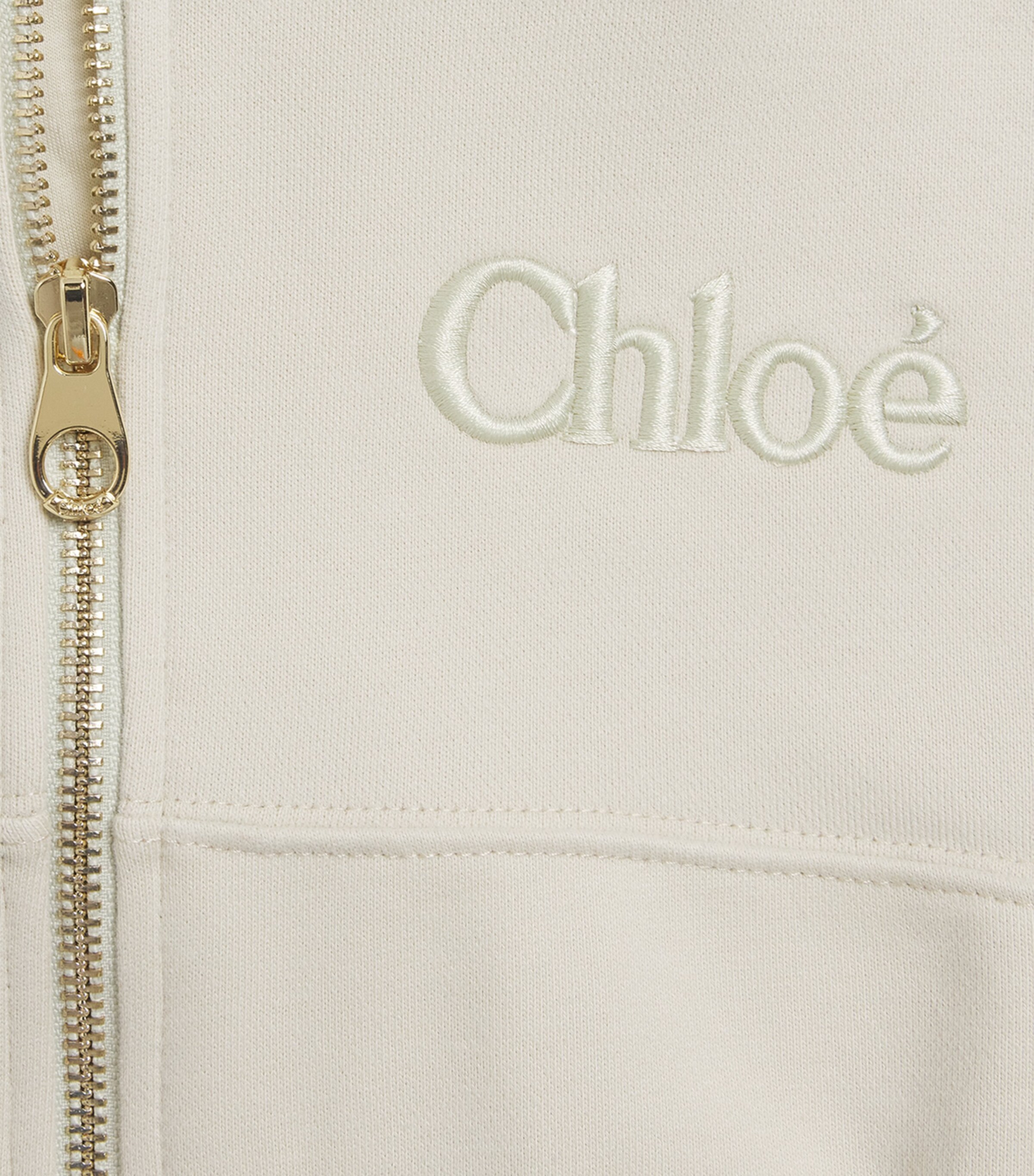 Chloé Kids Logo-Embroidered Zip-Up Hoodie (4-14 Years) Lime Image 3