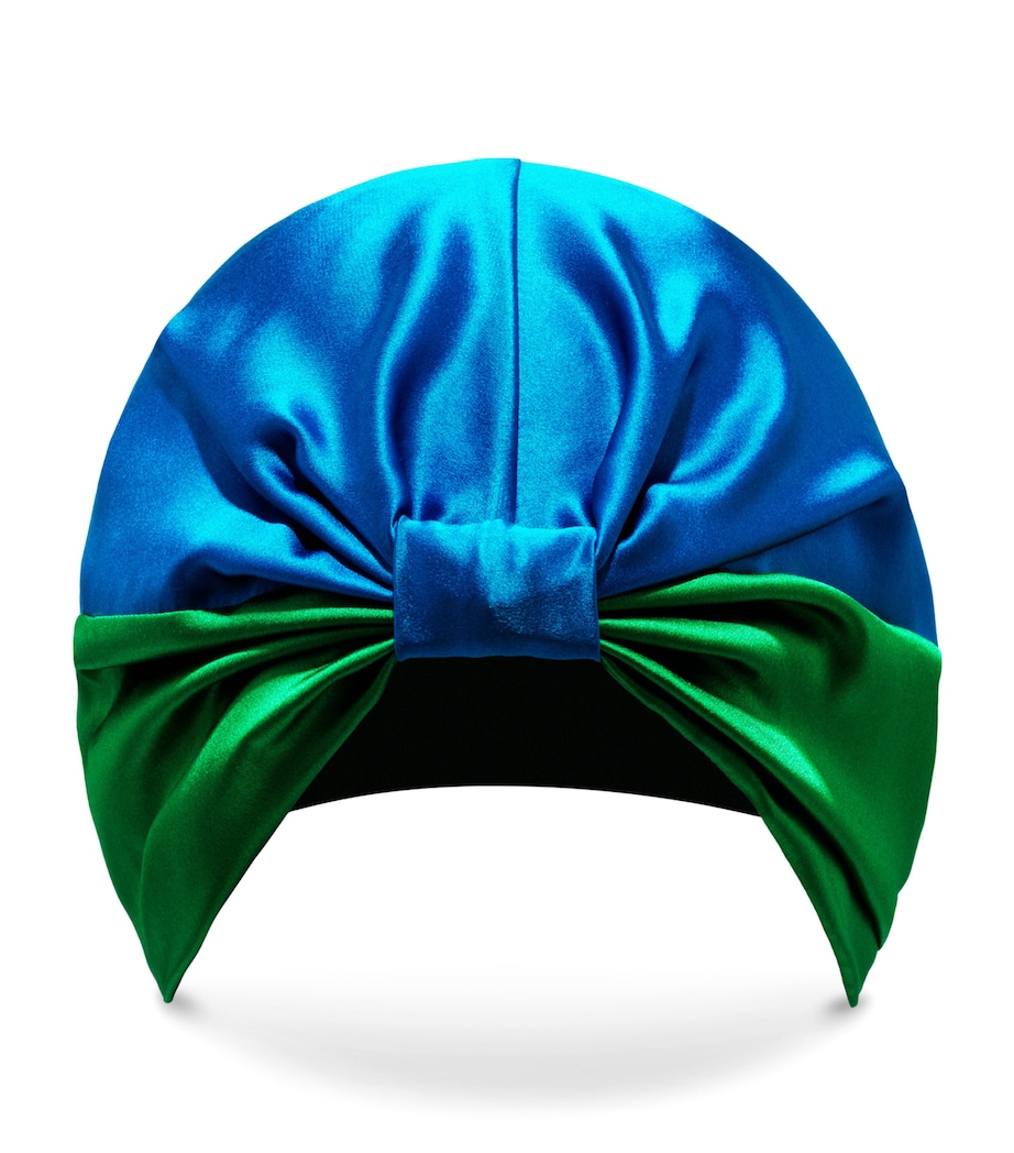 Mulberry Silk Hair Wrap BLUE AND GREEN Image 1