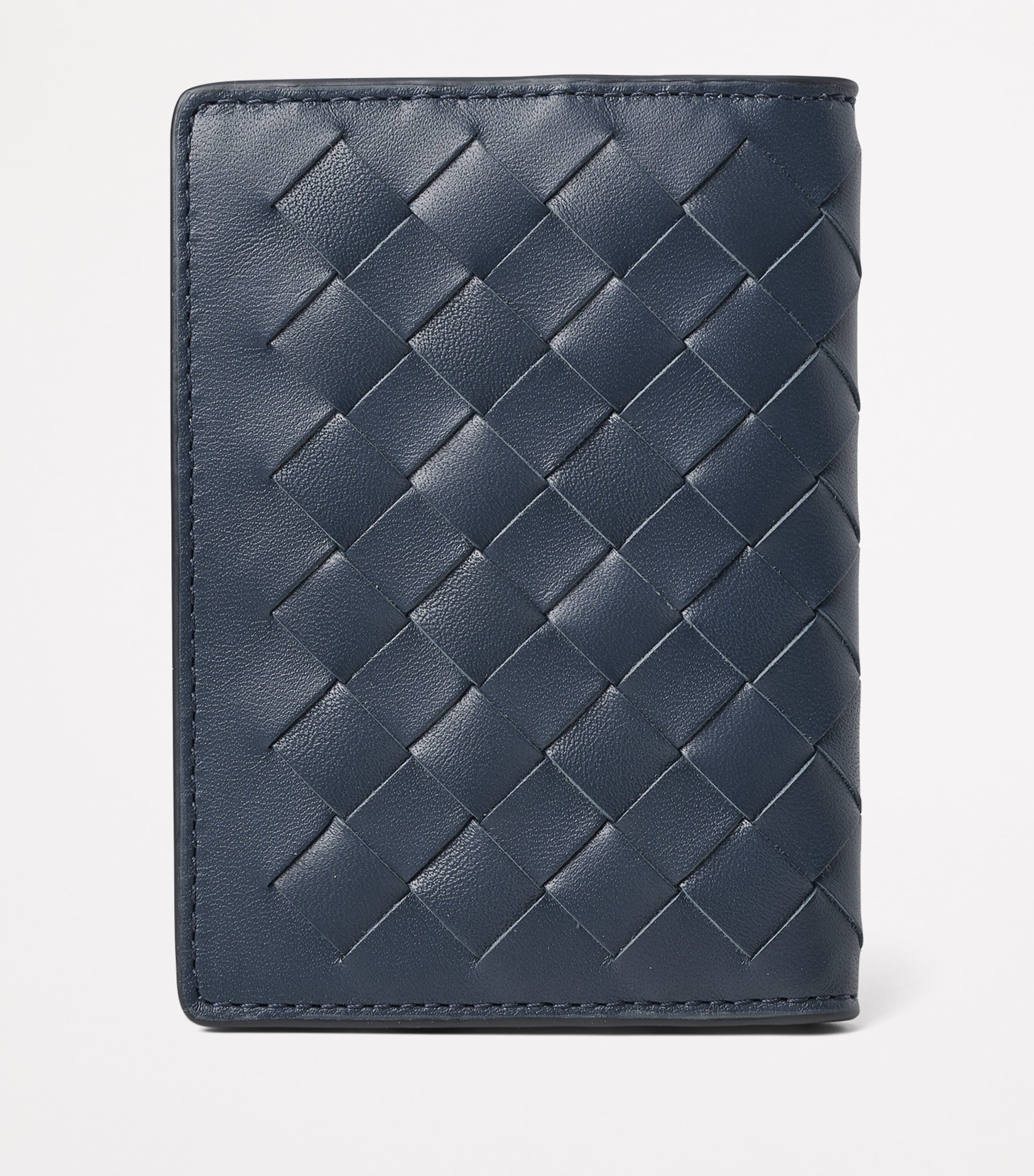 Woven Leather Card Case NAVY Image 2