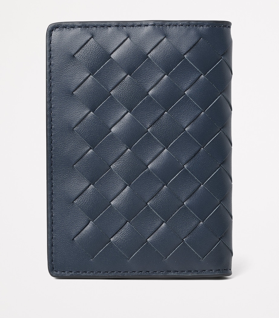 Woven Leather Card Case NAVY Image 2