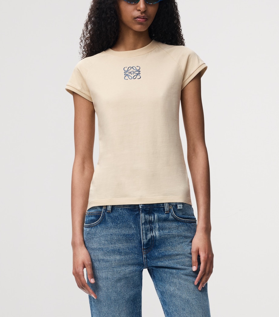 LOEWE Womens x Paula's Ibiza Cotton-Blend T-Shirt Light Beige Image 3
